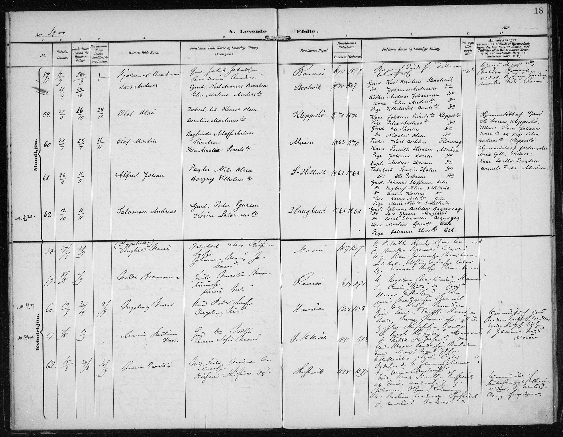 Askøy Sokneprestembete, AV/SAB-A-74101/H/Ha/Haa/Haac/L0001: Parish register (official) no. C 1, 1899-1905, p. 18