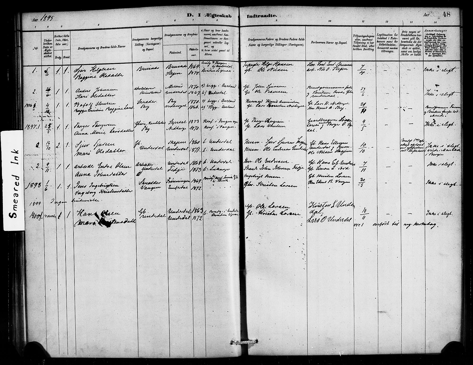 Aurland sokneprestembete, SAB/A-99937/H/Ha/Hae/L0001: Parish register (official) no. E 1, 1880-1907, p. 48