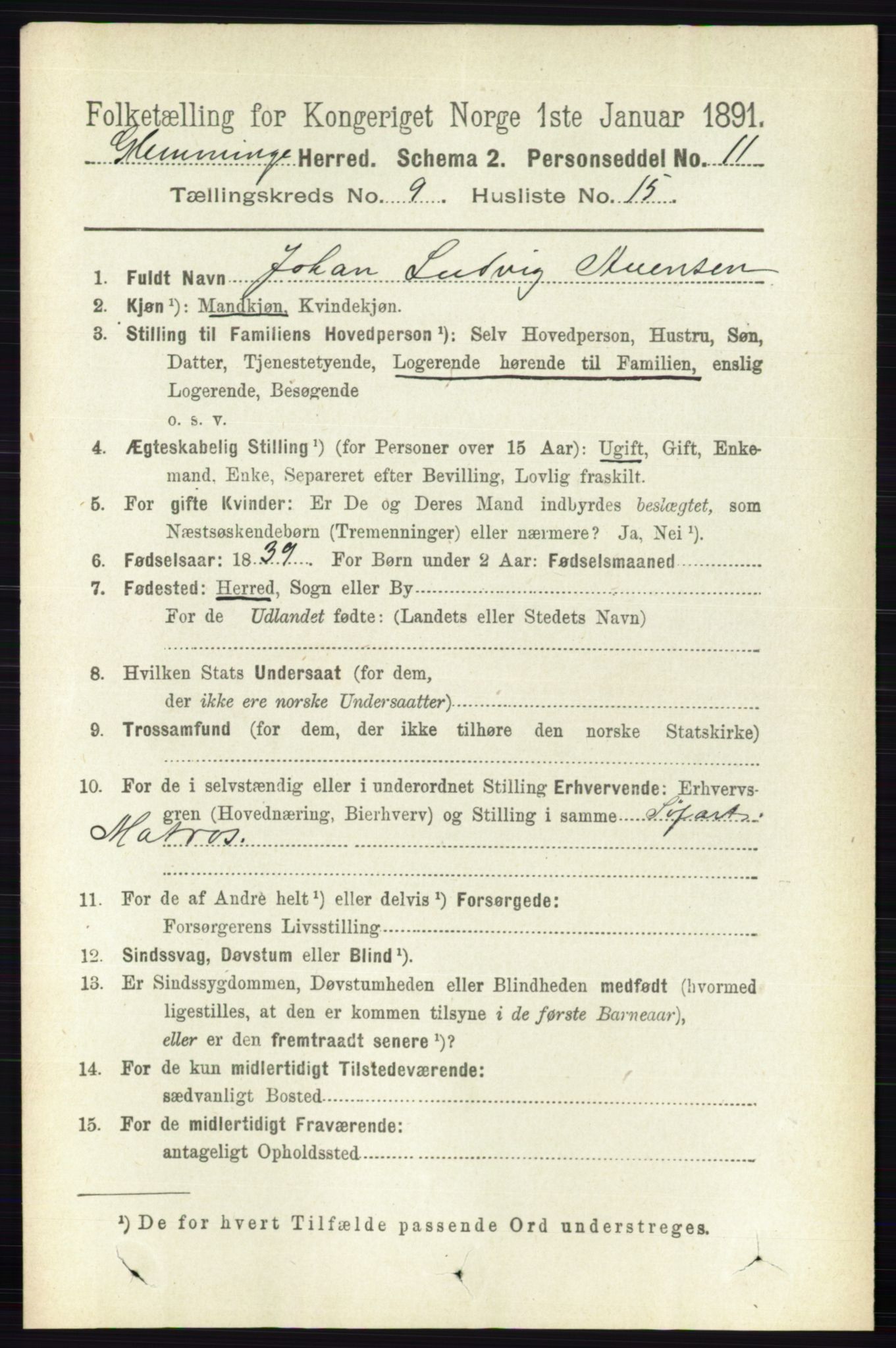 RA, 1891 census for 0132 Glemmen, 1891, p. 9726