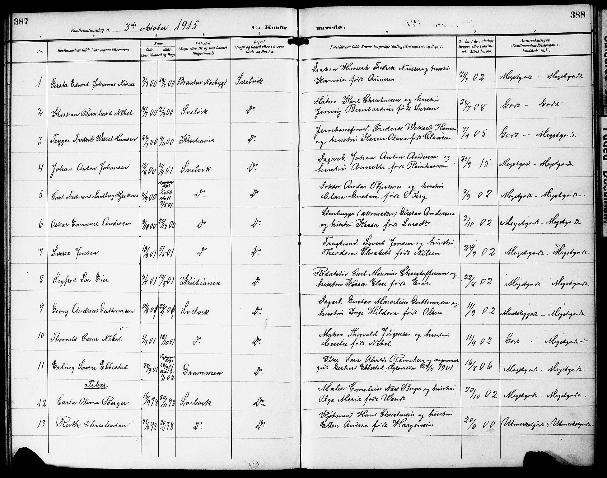 Strømm kirkebøker, AV/SAKO-A-322/G/Gb/L0002: Parish register (copy) no. II 2, 1897-1928, p. 387-388