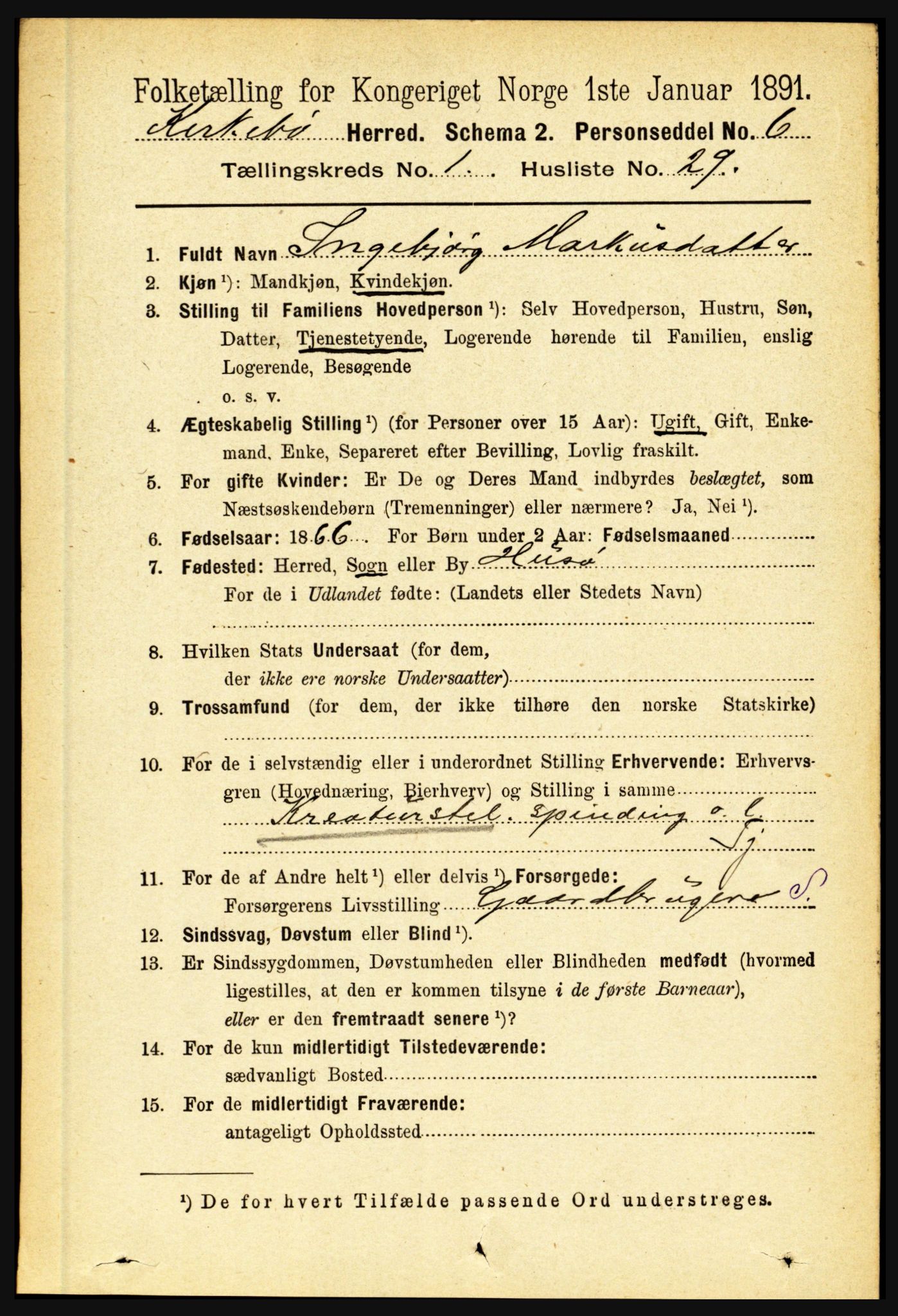 RA, 1891 census for 1416 Kyrkjebø, 1891, p. 257