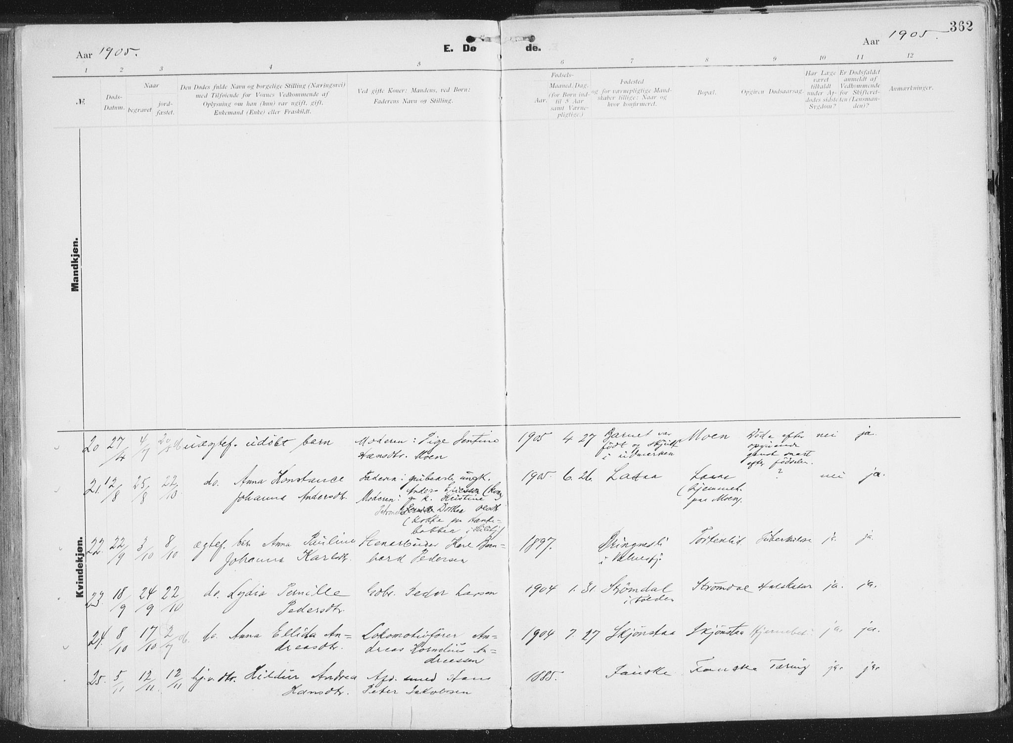 Ministerialprotokoller, klokkerbøker og fødselsregistre - Nordland, AV/SAT-A-1459/849/L0696: Parish register (official) no. 849A08, 1898-1910, p. 362