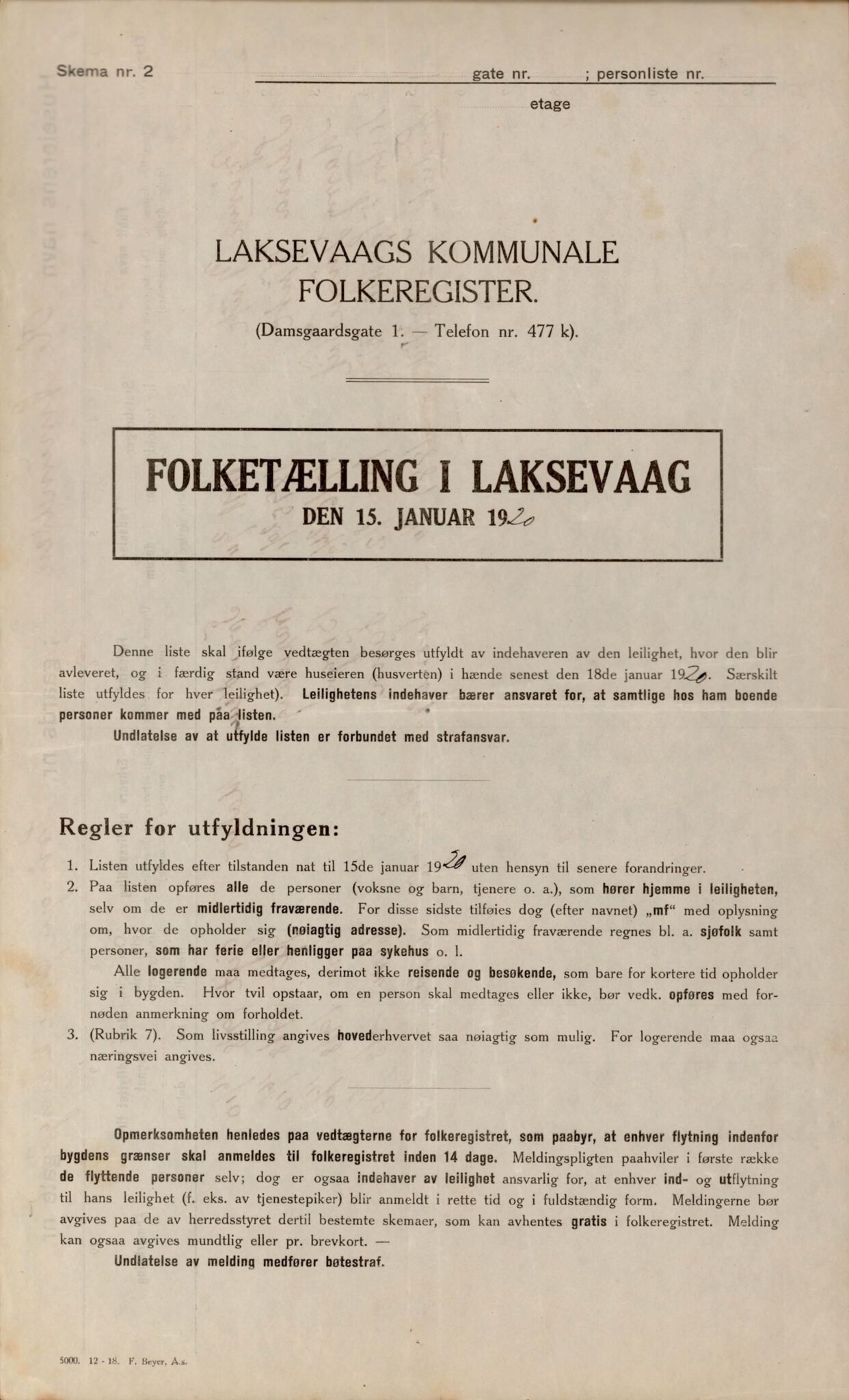 Laksevåg kommune. Folkeregisteret, BBA/A-1586/E/Ea/L0001: Folketellingskjema 1920, 1920, p. 1307