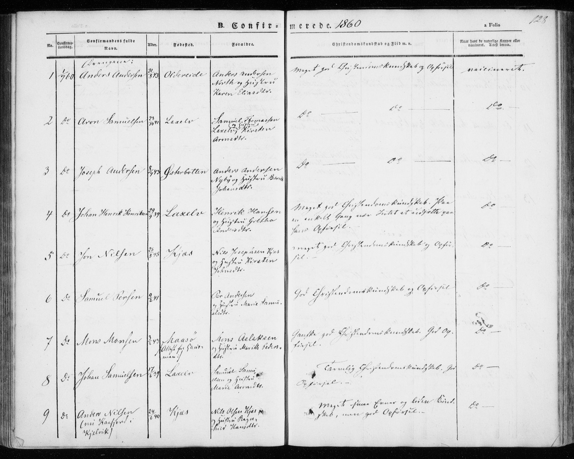 Kistrand/Porsanger sokneprestembete, SATØ/S-1351/H/Ha/L0004.kirke: Parish register (official) no. 4, 1843-1860, p. 128