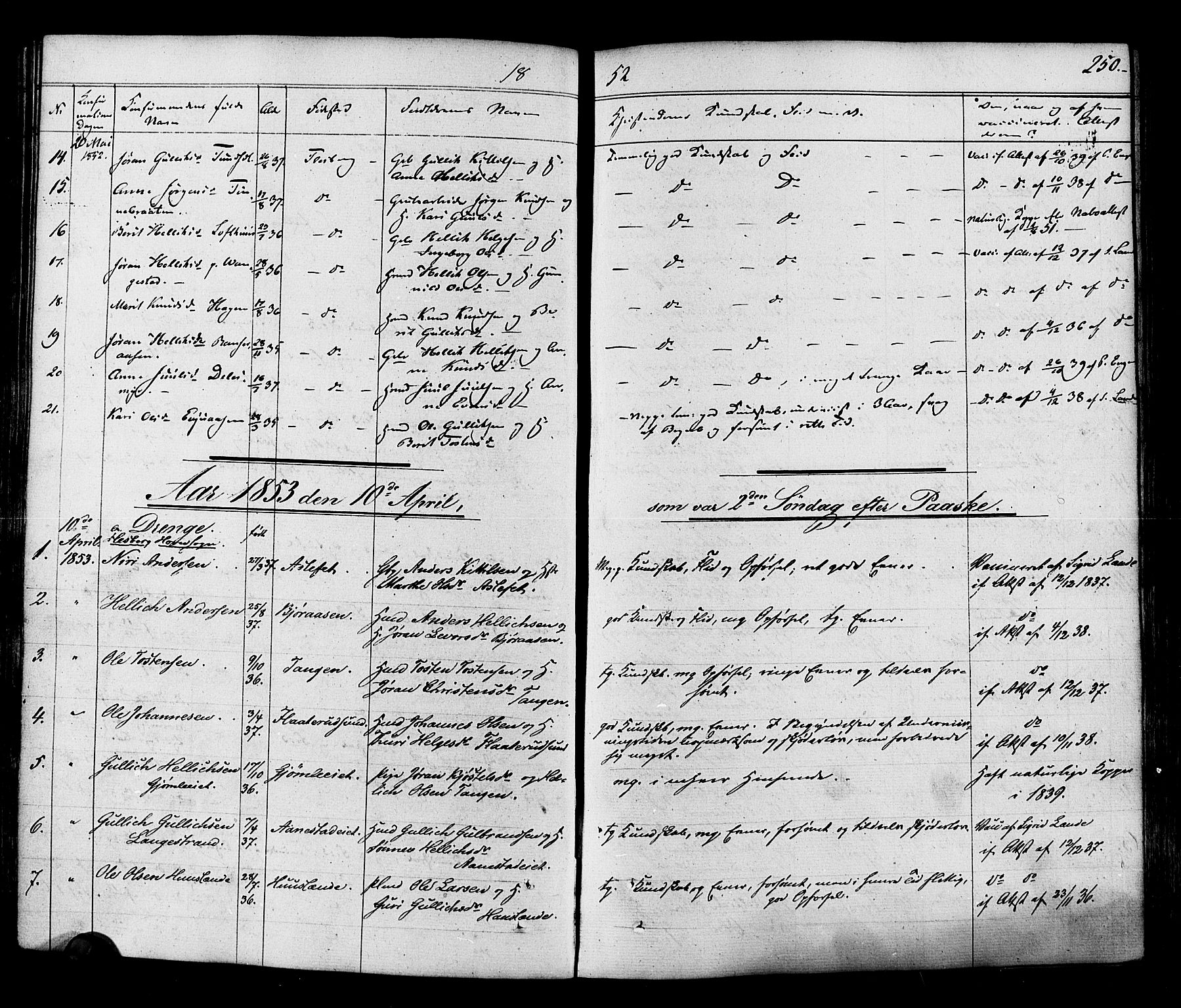 Flesberg kirkebøker, SAKO/A-18/F/Fa/L0006: Parish register (official) no. I 6, 1834-1860, p. 250