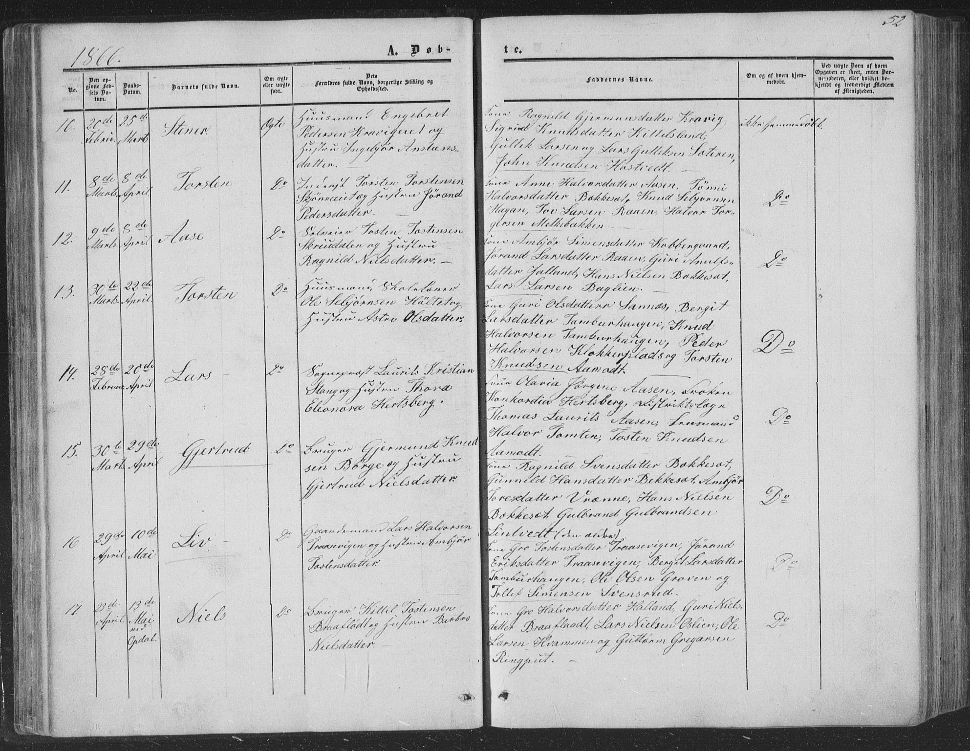 Nore kirkebøker, AV/SAKO-A-238/F/Fa/L0002: Parish register (official) no. I 2, 1856-1871, p. 52