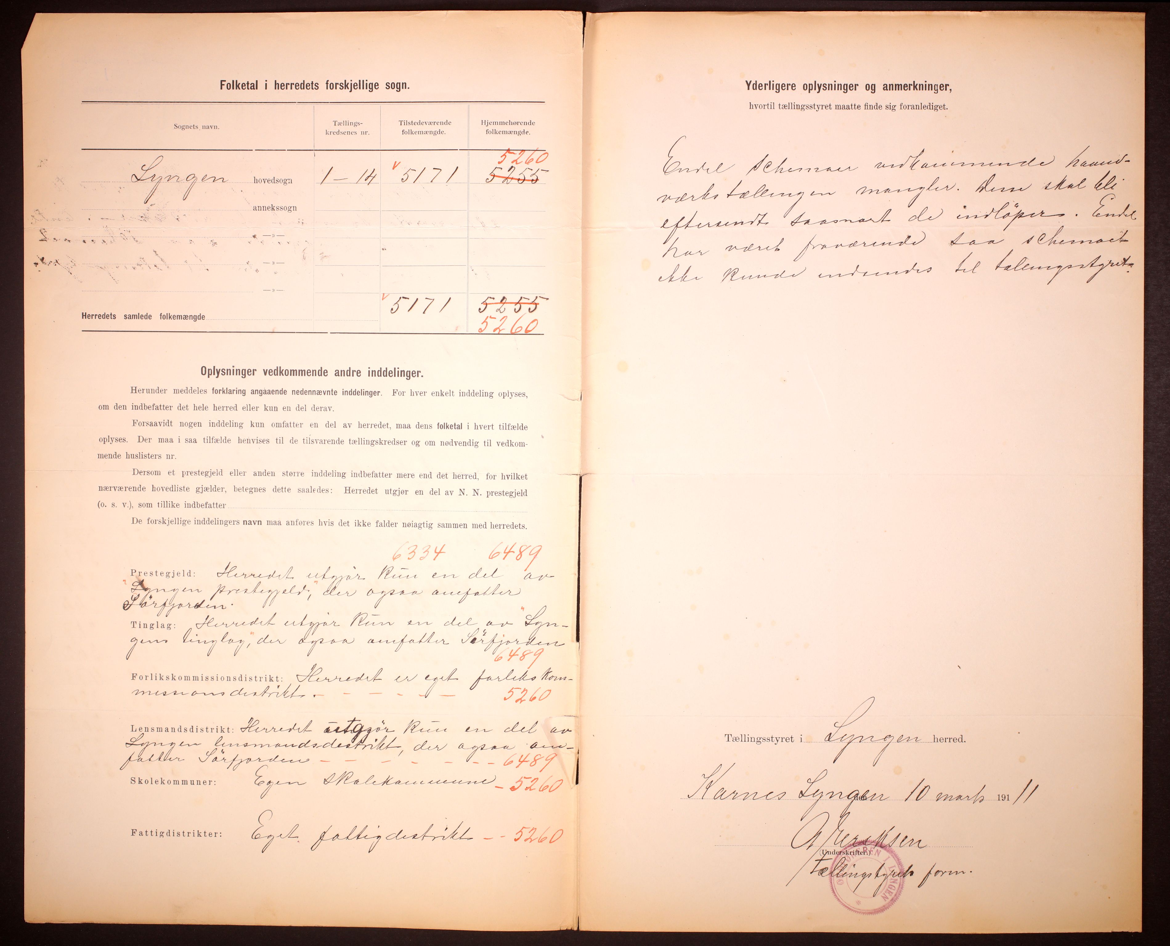 RA, 1910 census for Lyngen, 1910, p. 3