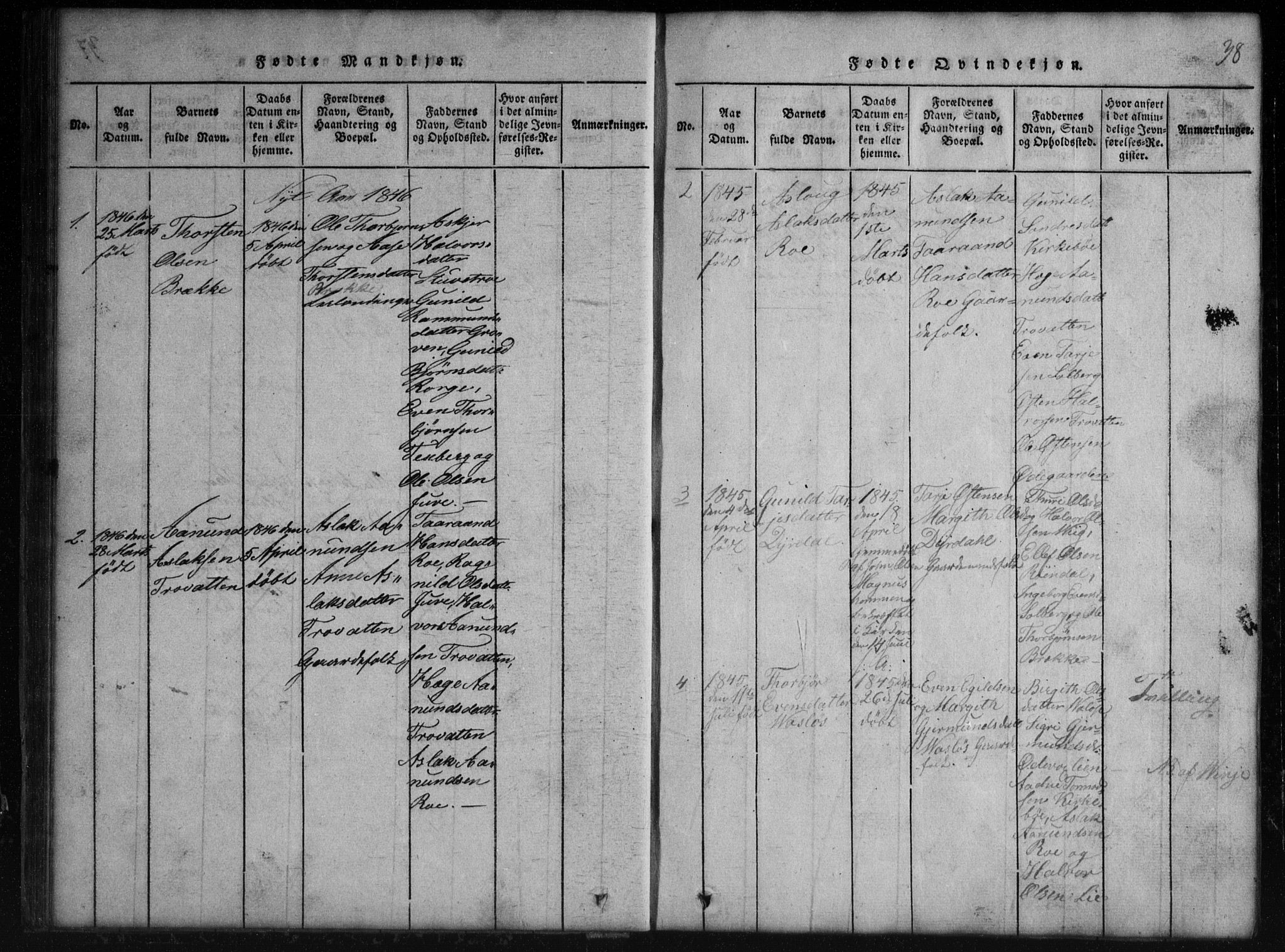 Rauland kirkebøker, SAKO/A-292/G/Gb/L0001: Parish register (copy) no. II 1, 1815-1886, p. 38