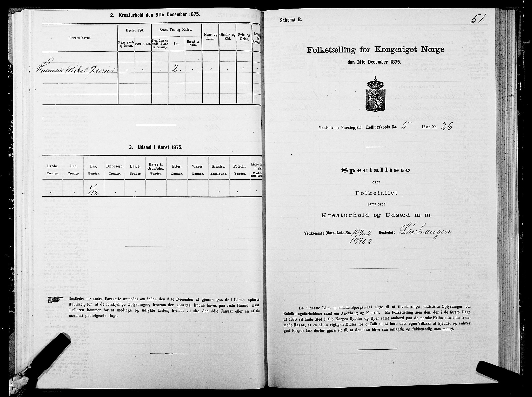 SATØ, 1875 census for 1924P Målselv, 1875, p. 3051