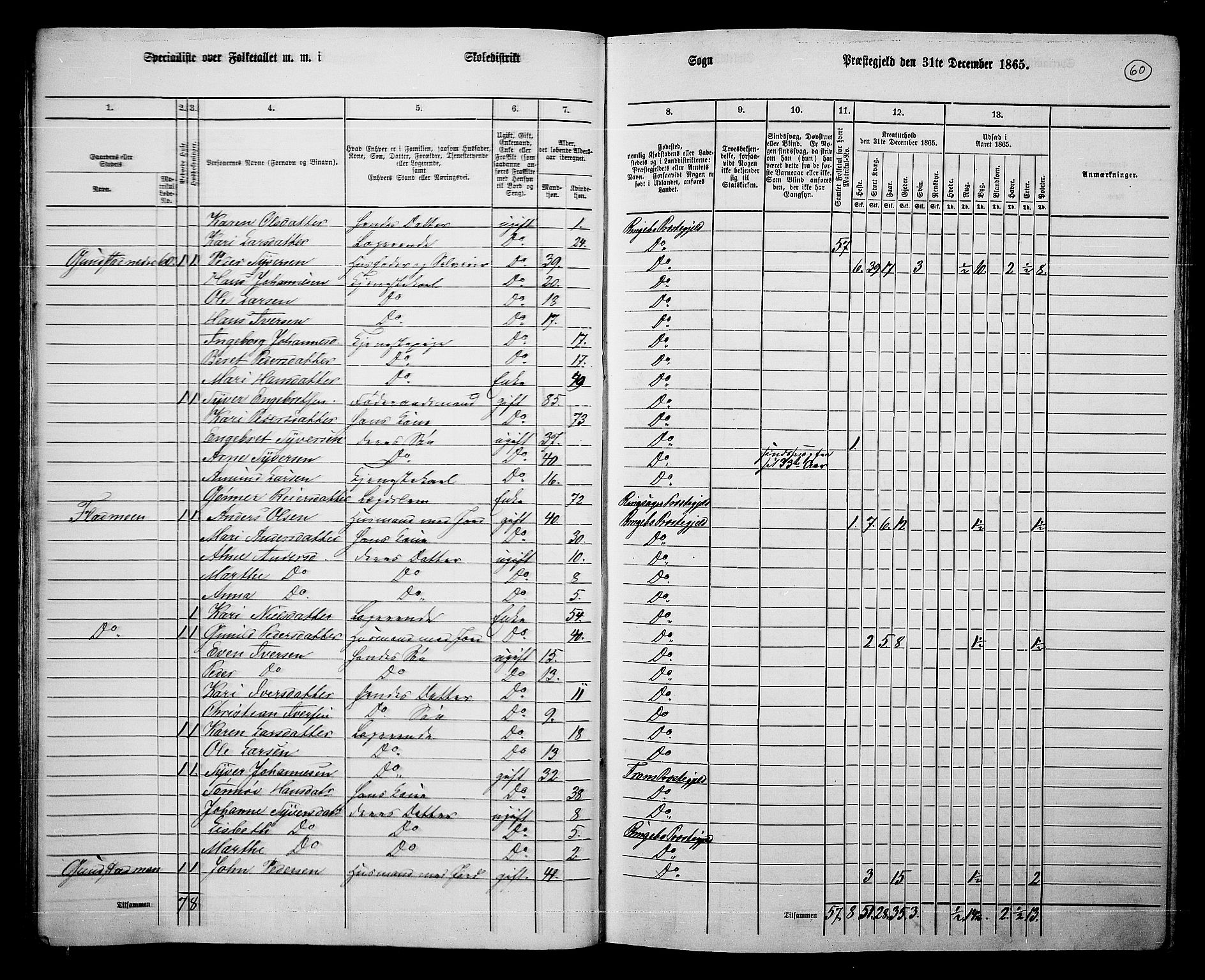 RA, 1865 census for Ringebu, 1865, p. 51