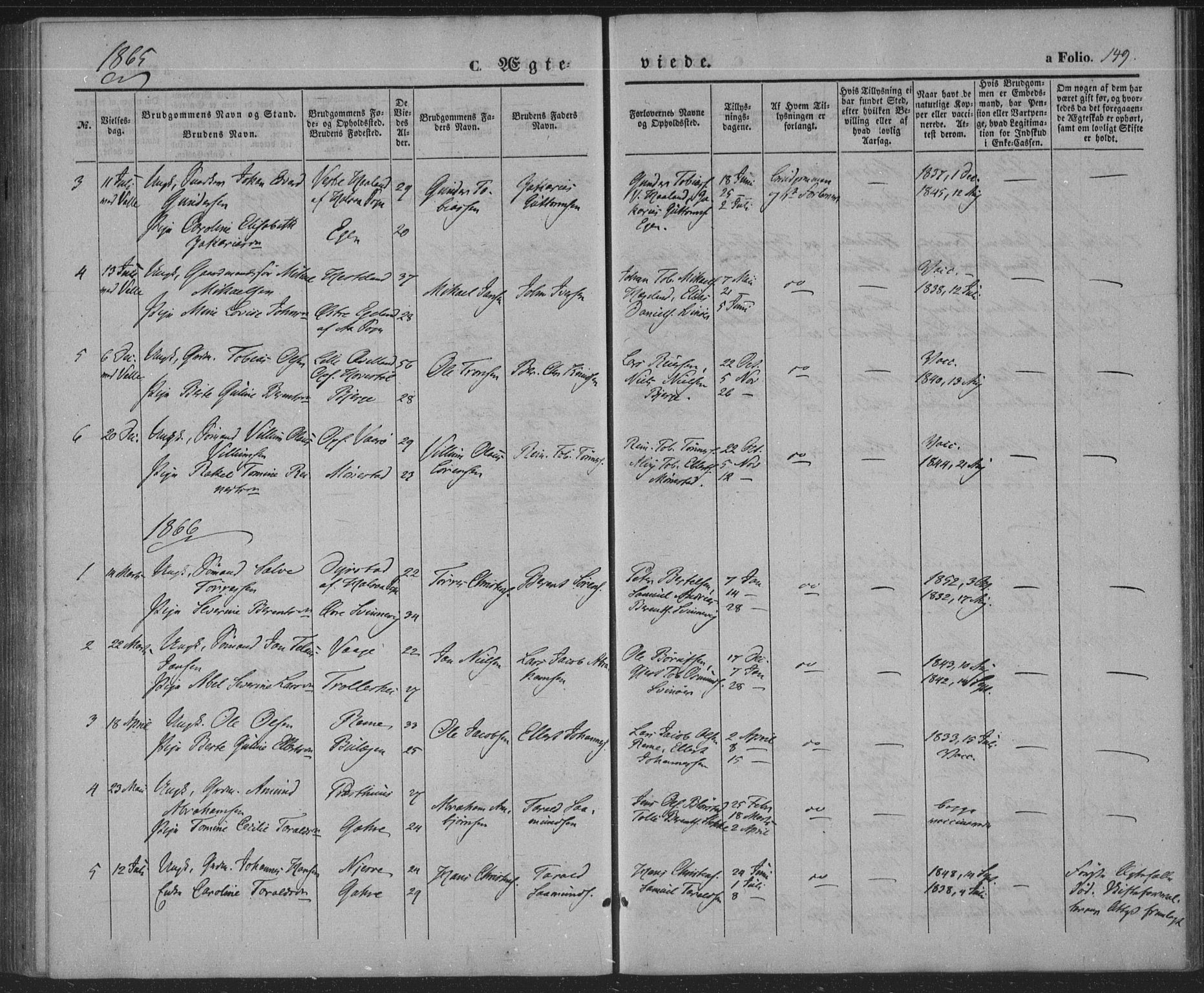 Sør-Audnedal sokneprestkontor, SAK/1111-0039/F/Fa/Faa/L0002: Parish register (official) no. A 2, 1848-1867, p. 149