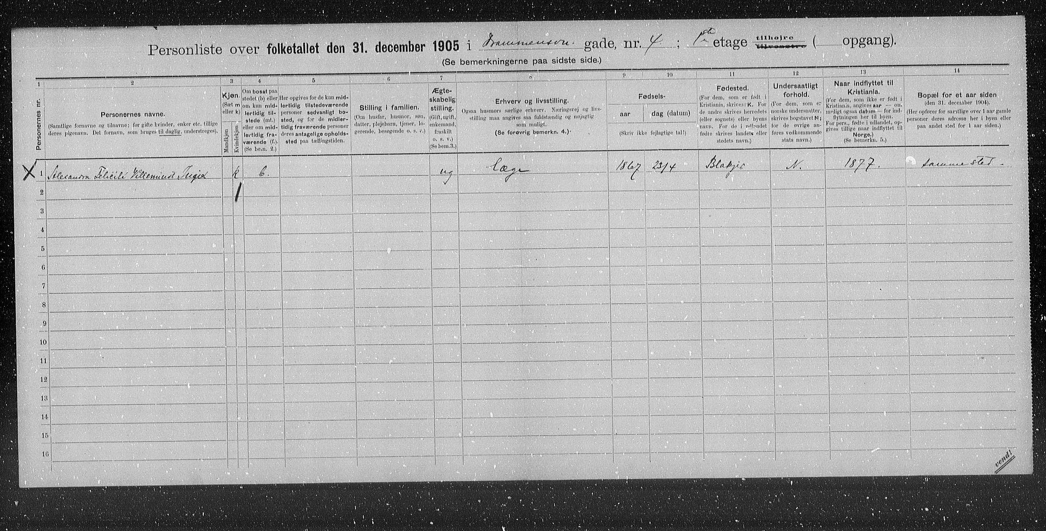 OBA, Municipal Census 1905 for Kristiania, 1905, p. 8427