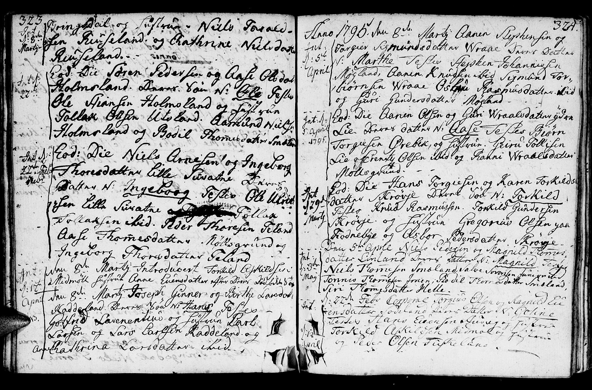 Holum sokneprestkontor, AV/SAK-1111-0022/F/Fa/Faa/L0003: Parish register (official) no. A 3, 1780-1821, p. 323-324