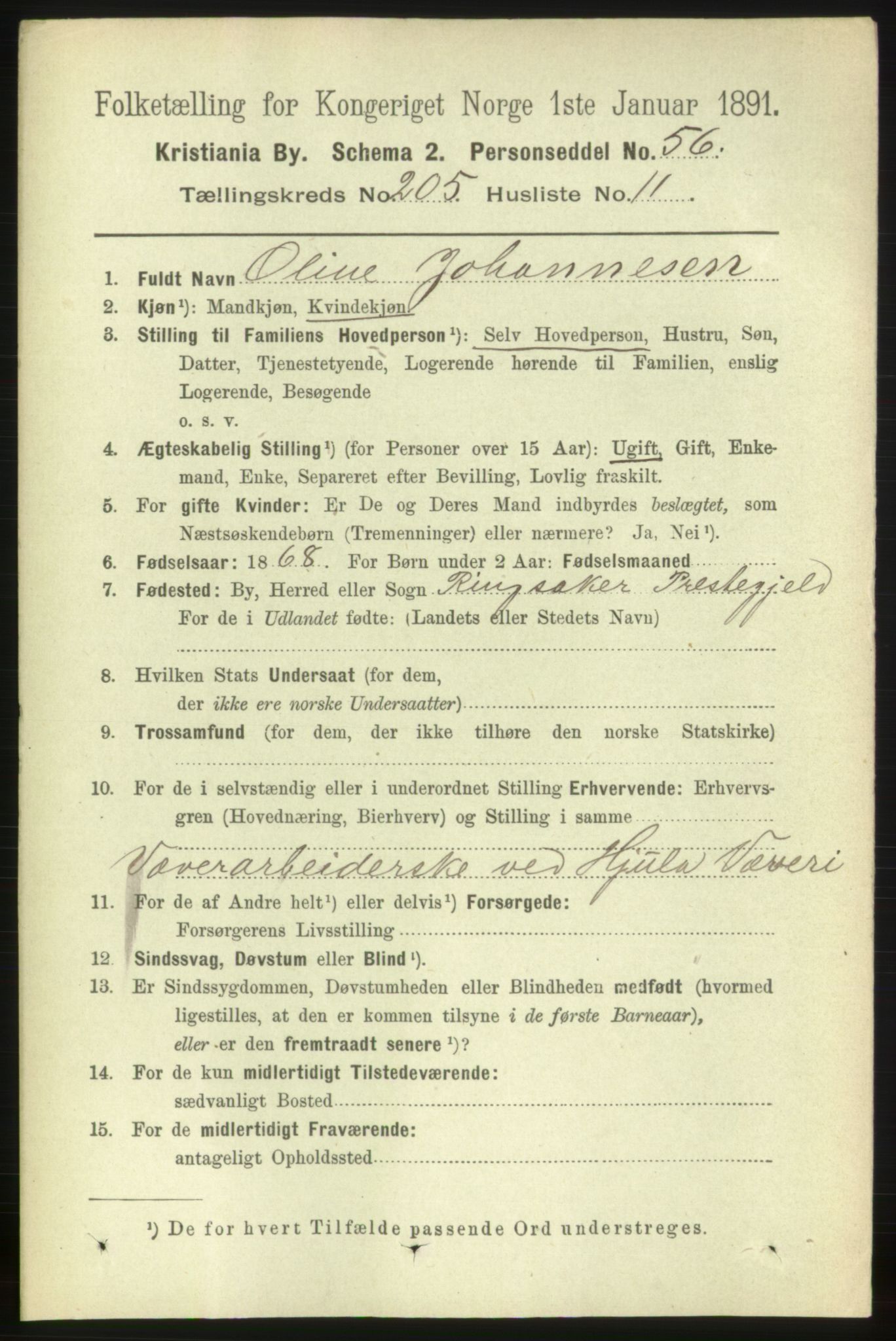 RA, 1891 census for 0301 Kristiania, 1891, p. 123791