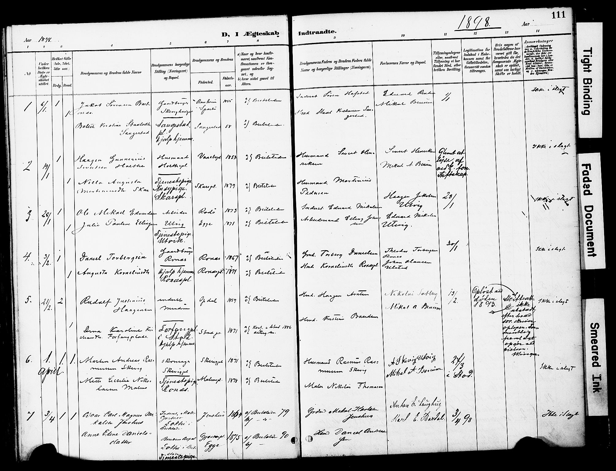 Ministerialprotokoller, klokkerbøker og fødselsregistre - Nord-Trøndelag, SAT/A-1458/741/L0396: Parish register (official) no. 741A10, 1889-1901, p. 111