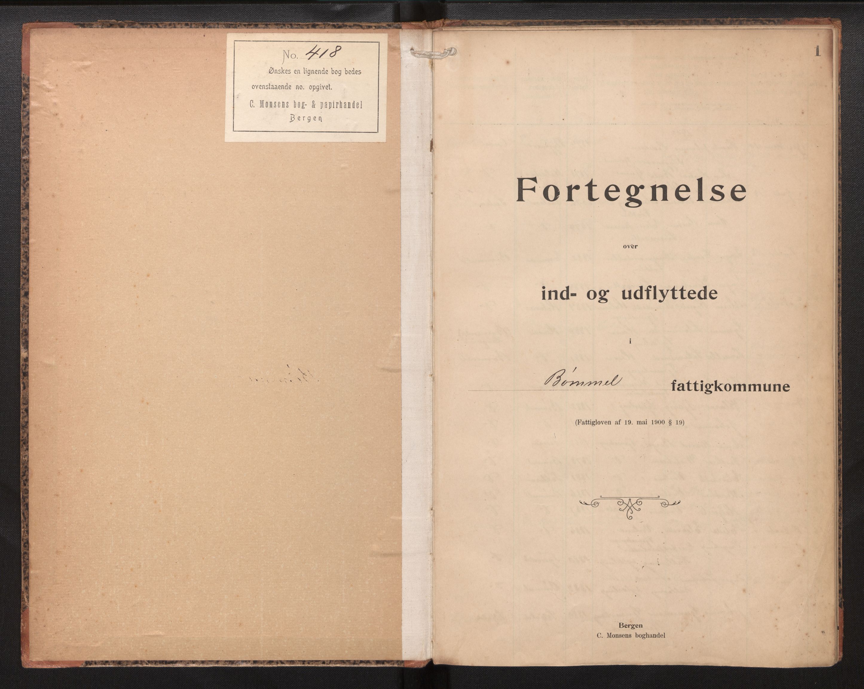 Lensmannen i Finnås, SAB/A-31901/0020/L0003: Protokoll over inn- og utflytte, 1902-1940, p. 1