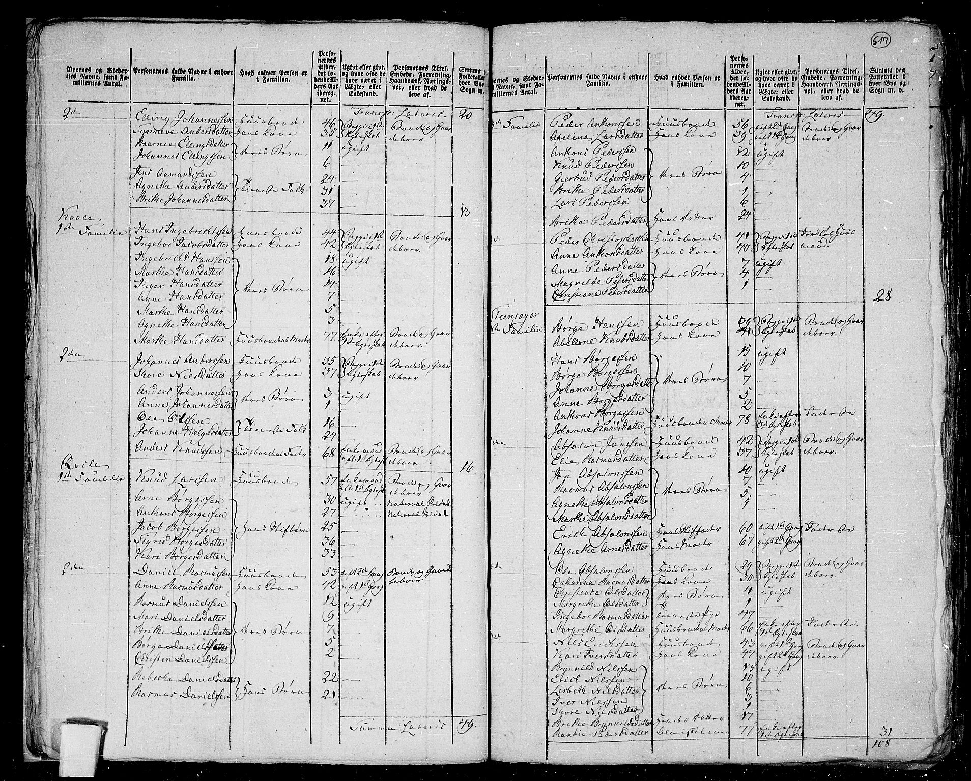 RA, 1801 census for 1445P Gloppen, 1801, p. 516b-517a