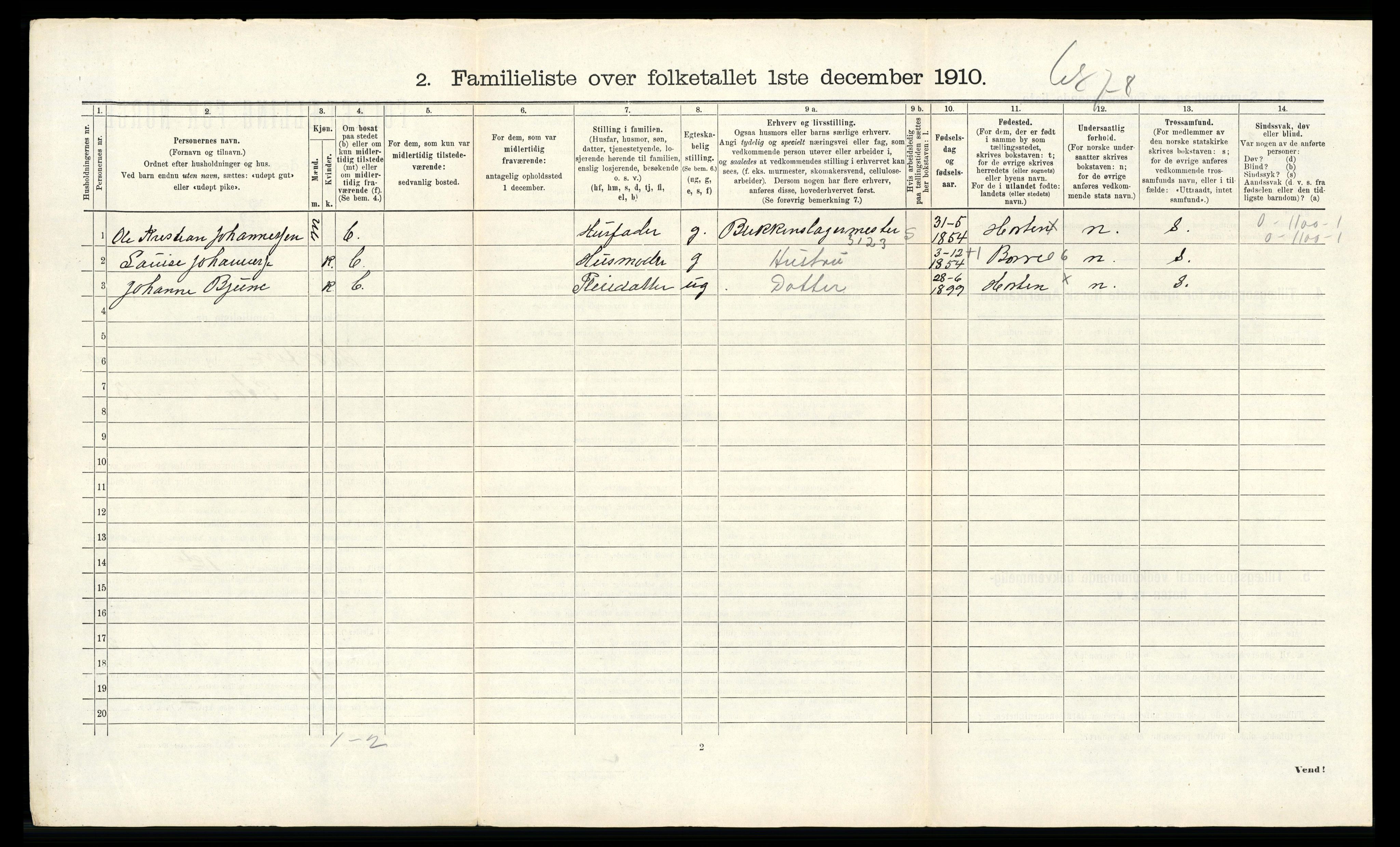 RA, 1910 census for Horten, 1910, p. 5785