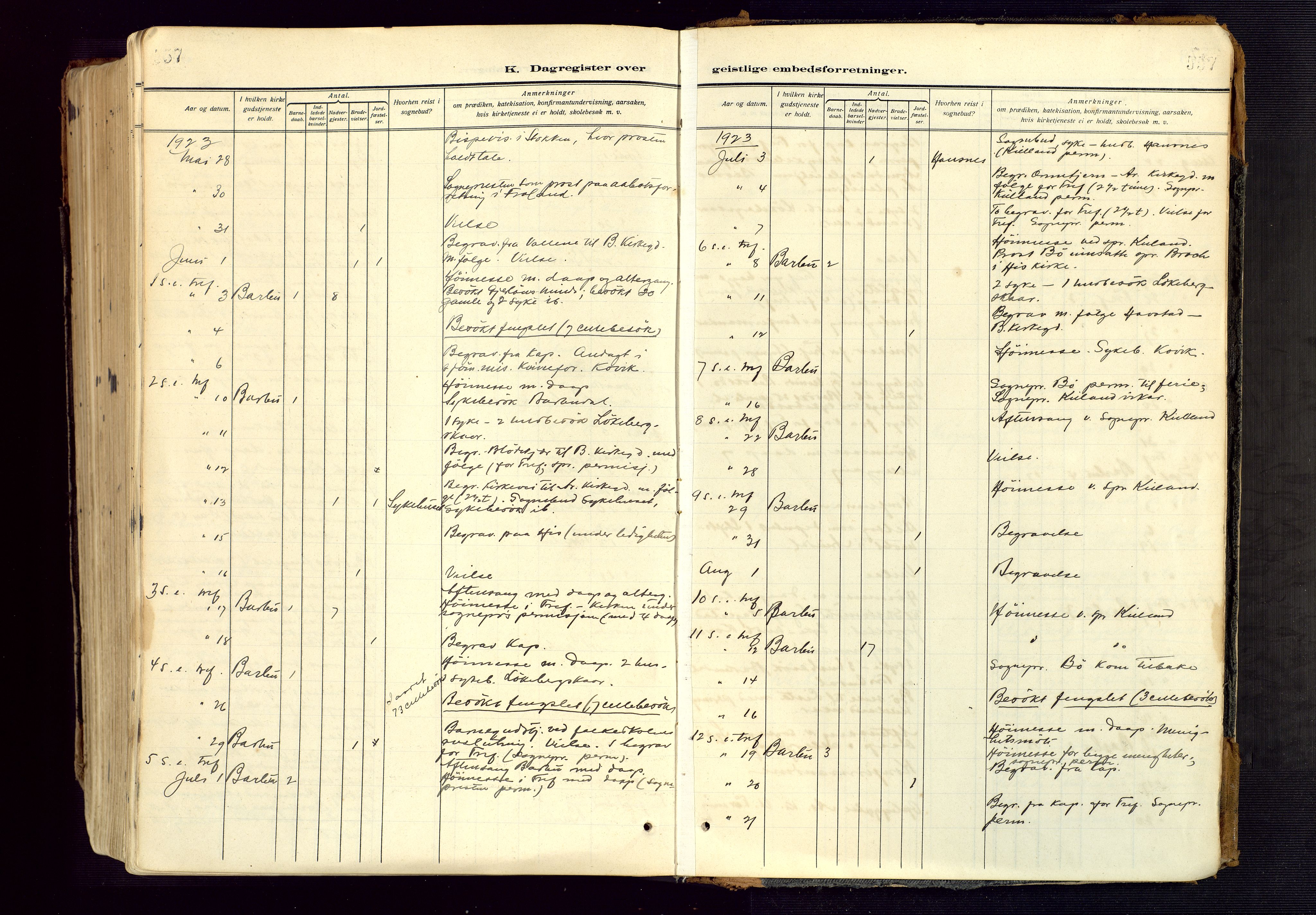 Barbu sokneprestkontor, SAK/1111-0003/F/Fa/L0006: Parish register (official) no. A 6, 1910-1929, p. 557