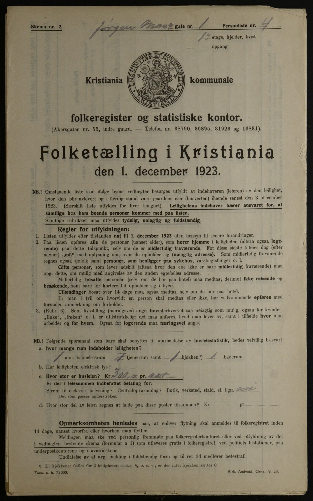 OBA, Municipal Census 1923 for Kristiania, 1923, p. 53574