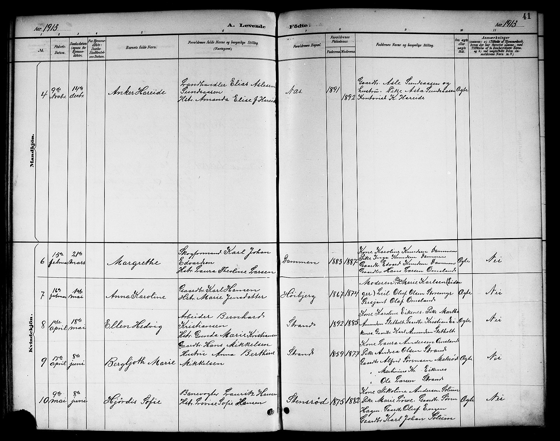 Brunlanes kirkebøker, AV/SAKO-A-342/G/Gc/L0002: Parish register (copy) no. III 2, 1891-1922, p. 41