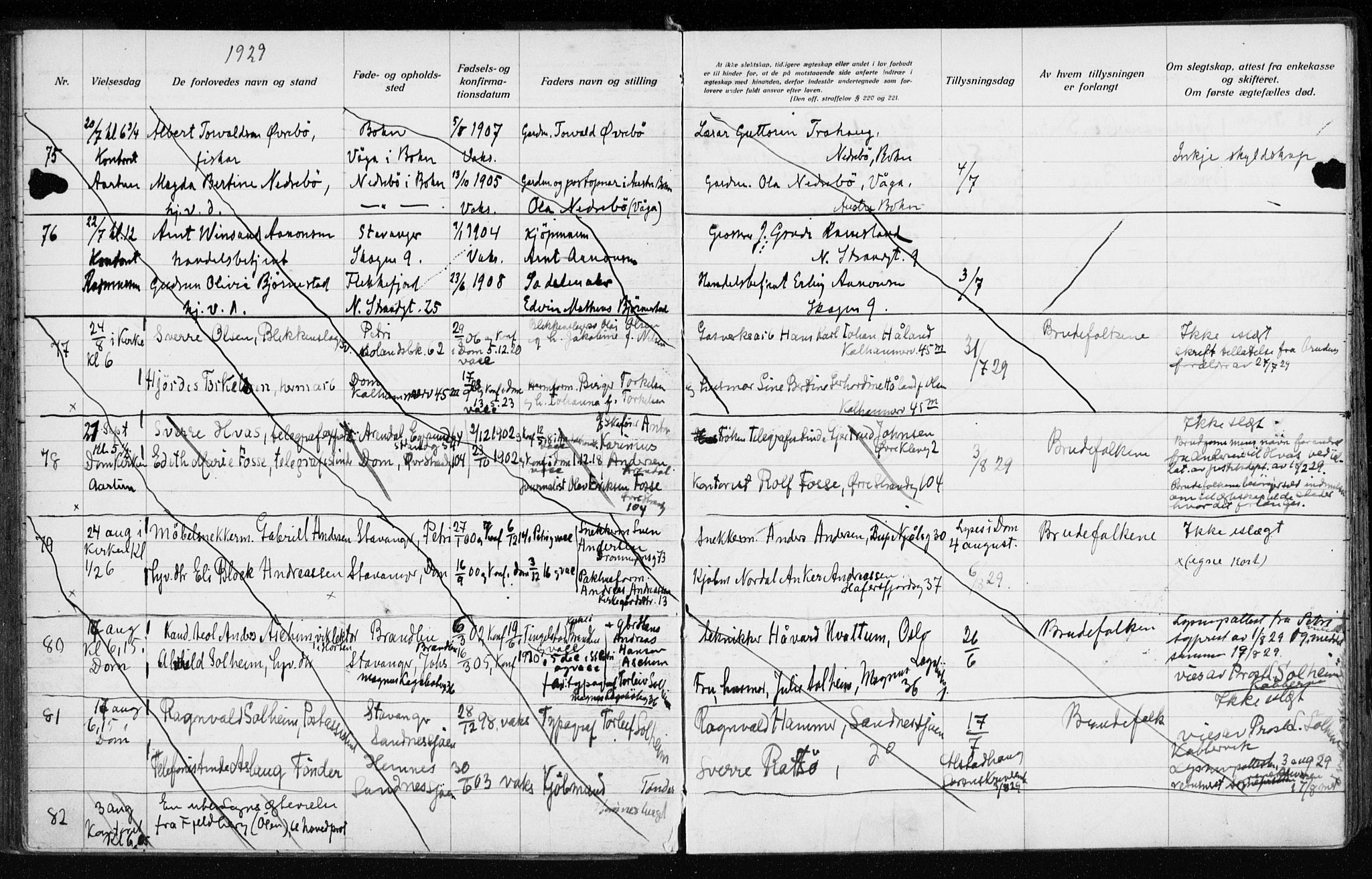 Domkirken sokneprestkontor, AV/SAST-A-101812/001/70/705BA/L0007: Banns register no. 705.BA.7, 1924-1936