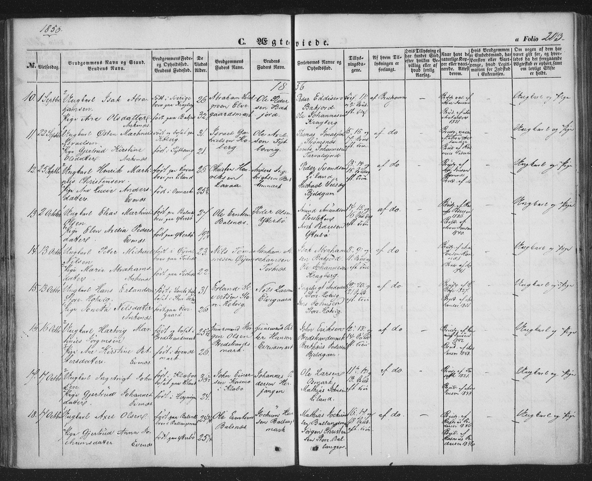 Ministerialprotokoller, klokkerbøker og fødselsregistre - Nordland, SAT/A-1459/863/L0895: Parish register (official) no. 863A07, 1851-1860, p. 203
