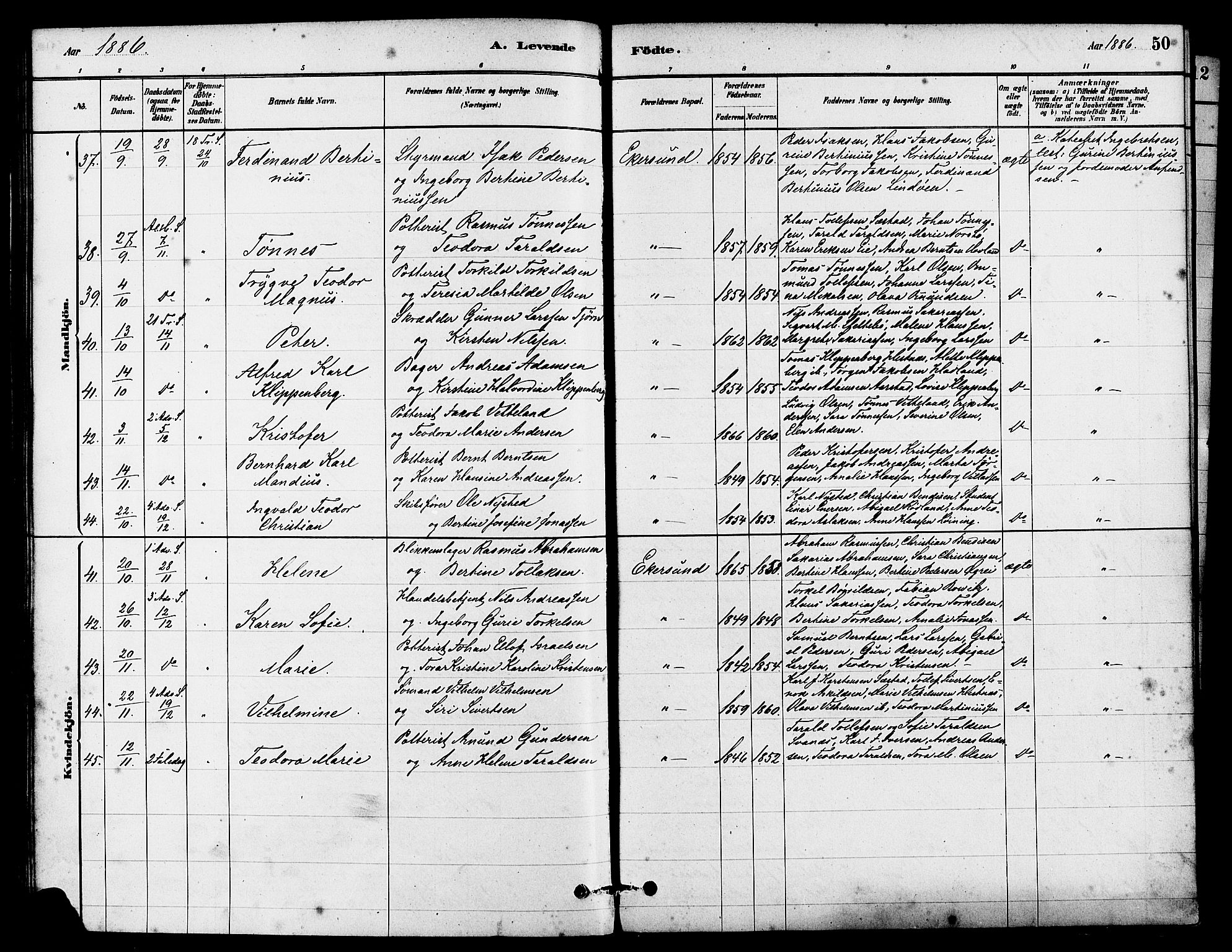 Eigersund sokneprestkontor, AV/SAST-A-101807/S08/L0015: Parish register (official) no. A 15, 1879-1892, p. 50