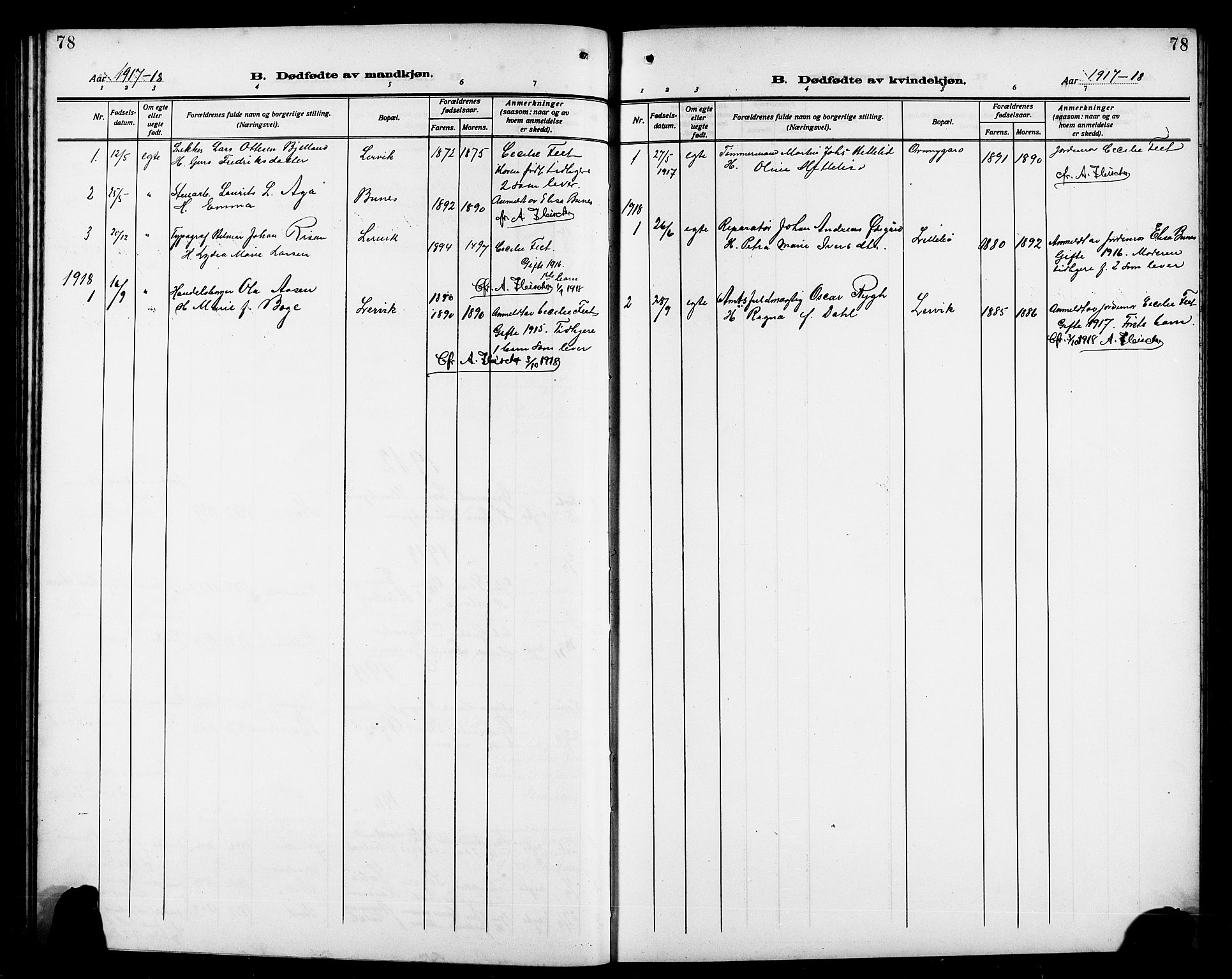 Stord sokneprestembete, AV/SAB-A-78201/H/Hab: Parish register (copy) no. A 3, 1910-1919, p. 78