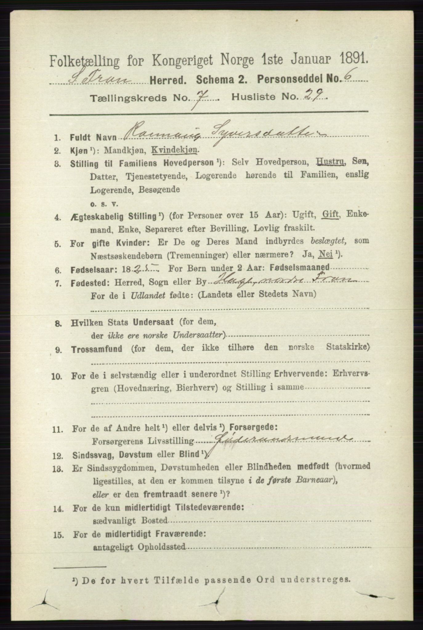 RA, 1891 census for 0519 Sør-Fron, 1891, p. 3178