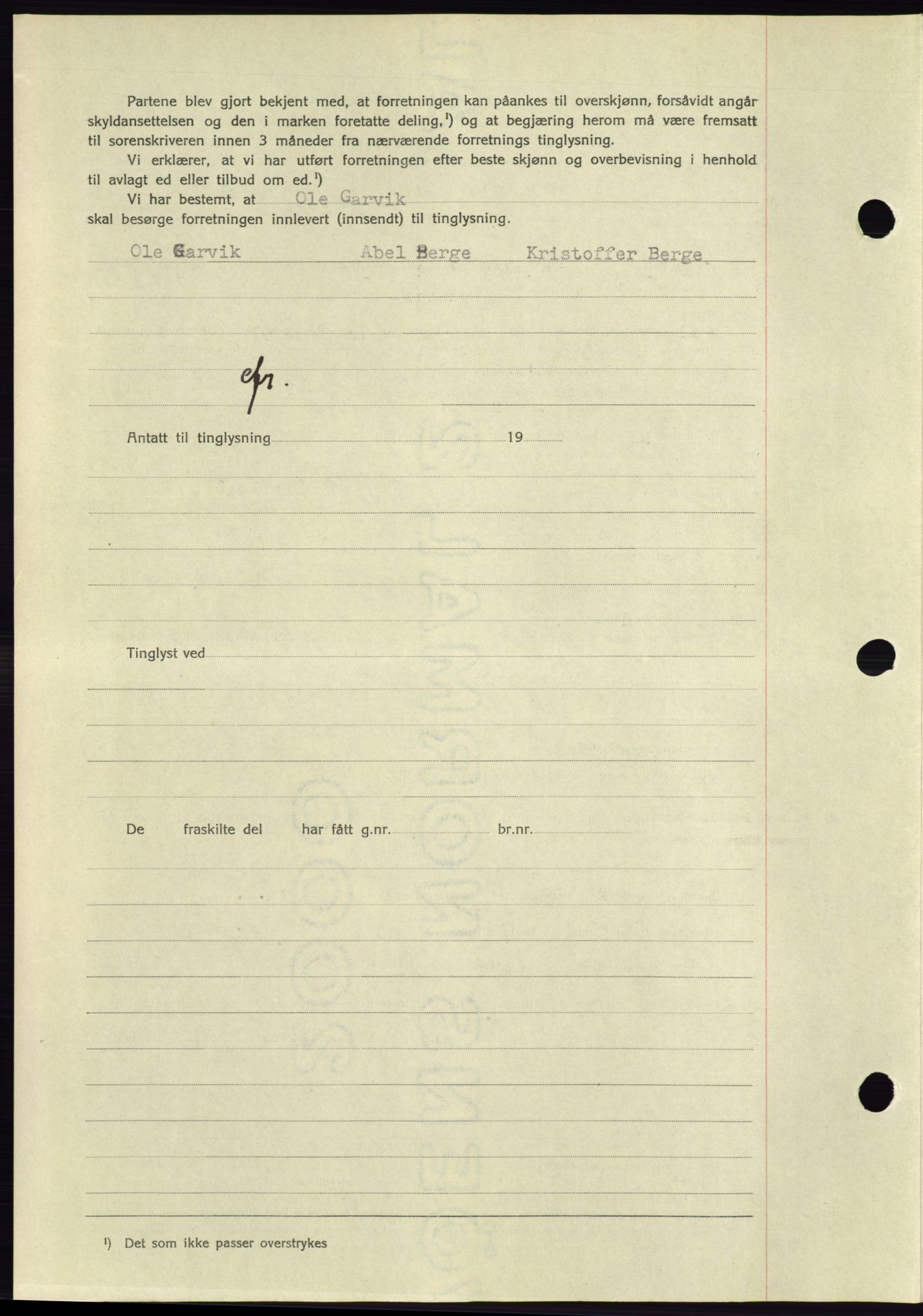 Søre Sunnmøre sorenskriveri, AV/SAT-A-4122/1/2/2C/L0075: Mortgage book no. 1A, 1943-1943, Diary no: : 1048/1943
