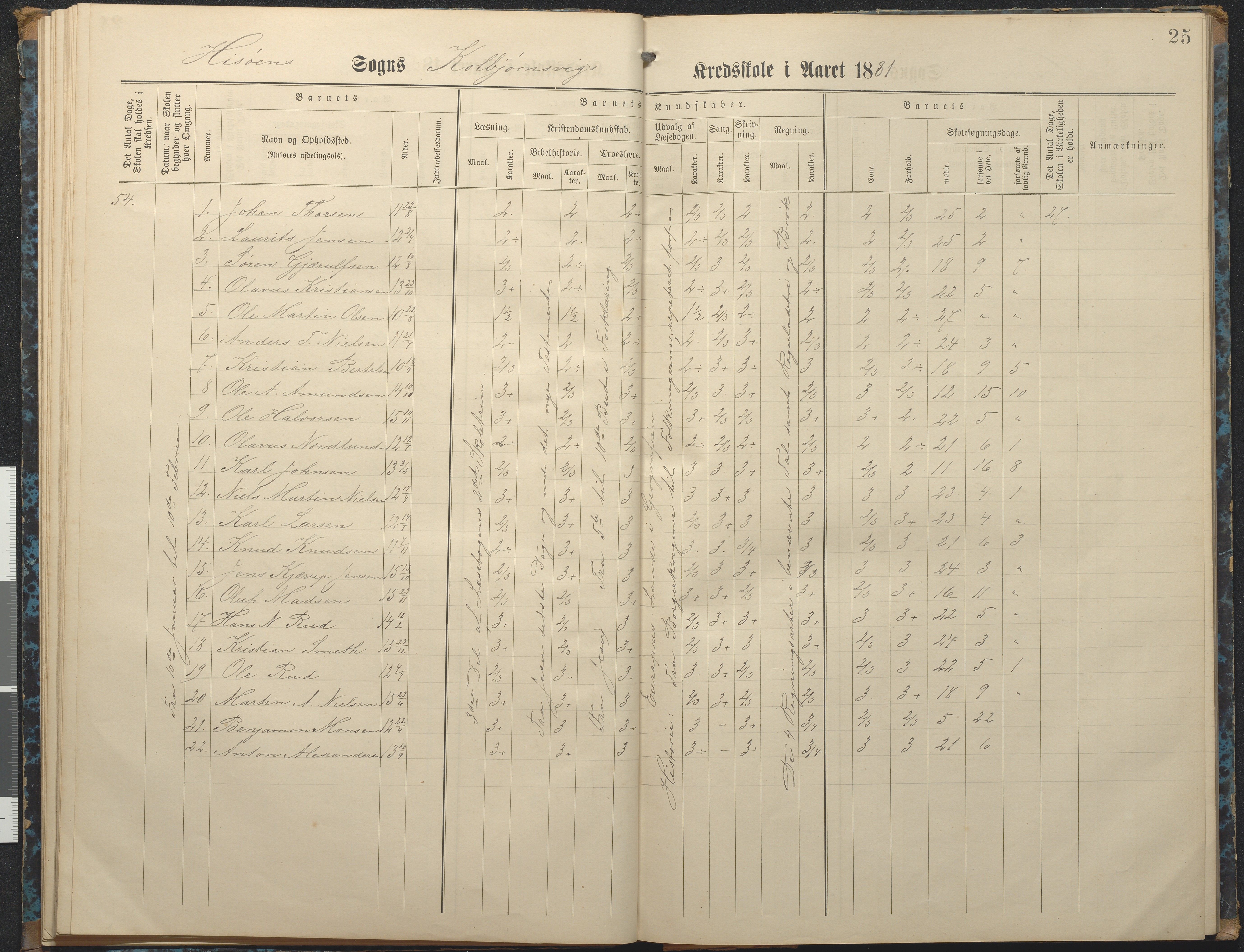 Hisøy kommune frem til 1991, AAKS/KA0922-PK/32/L0007: Skoleprotokoll, 1875-1891, p. 25