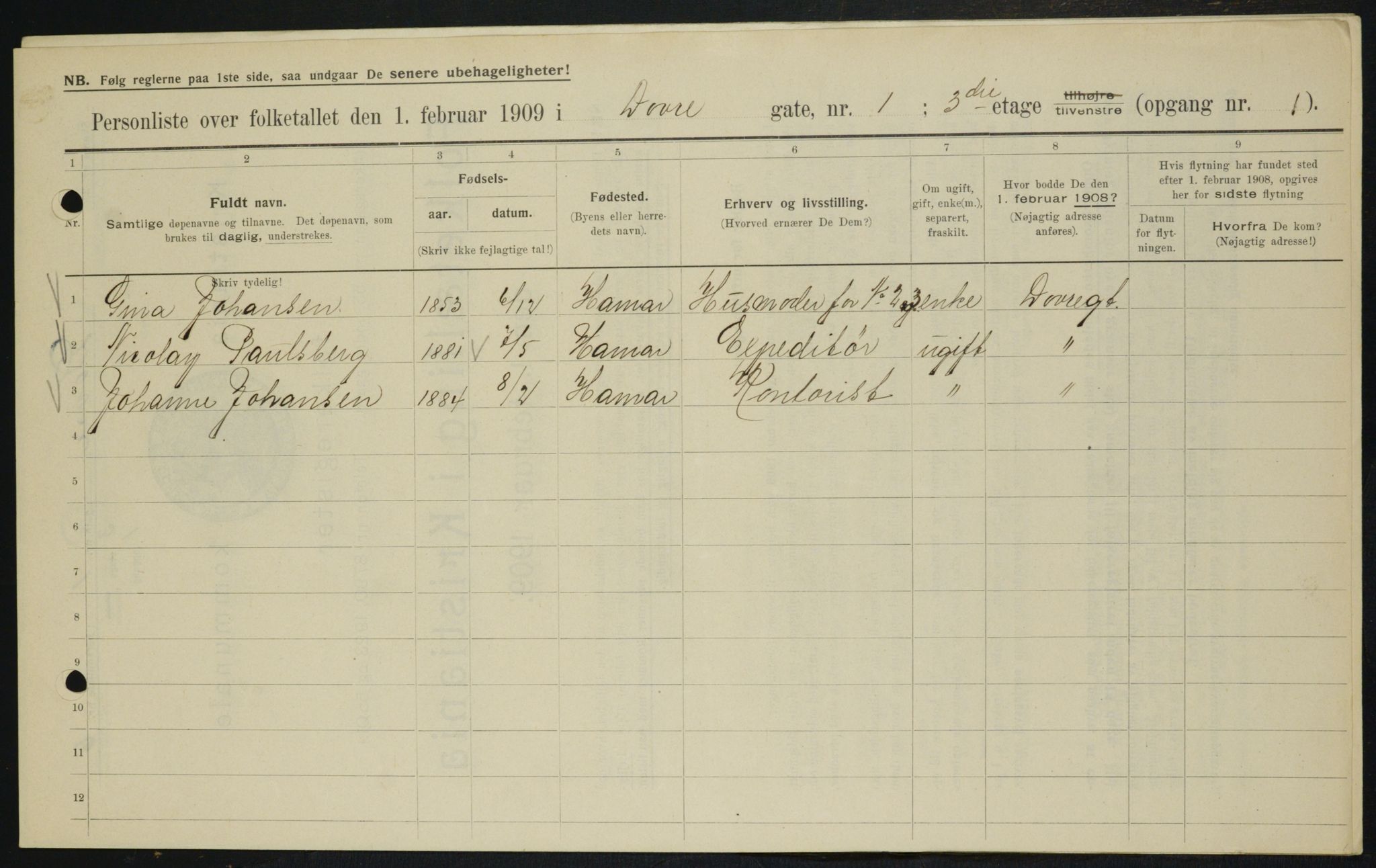 OBA, Municipal Census 1909 for Kristiania, 1909, p. 14623