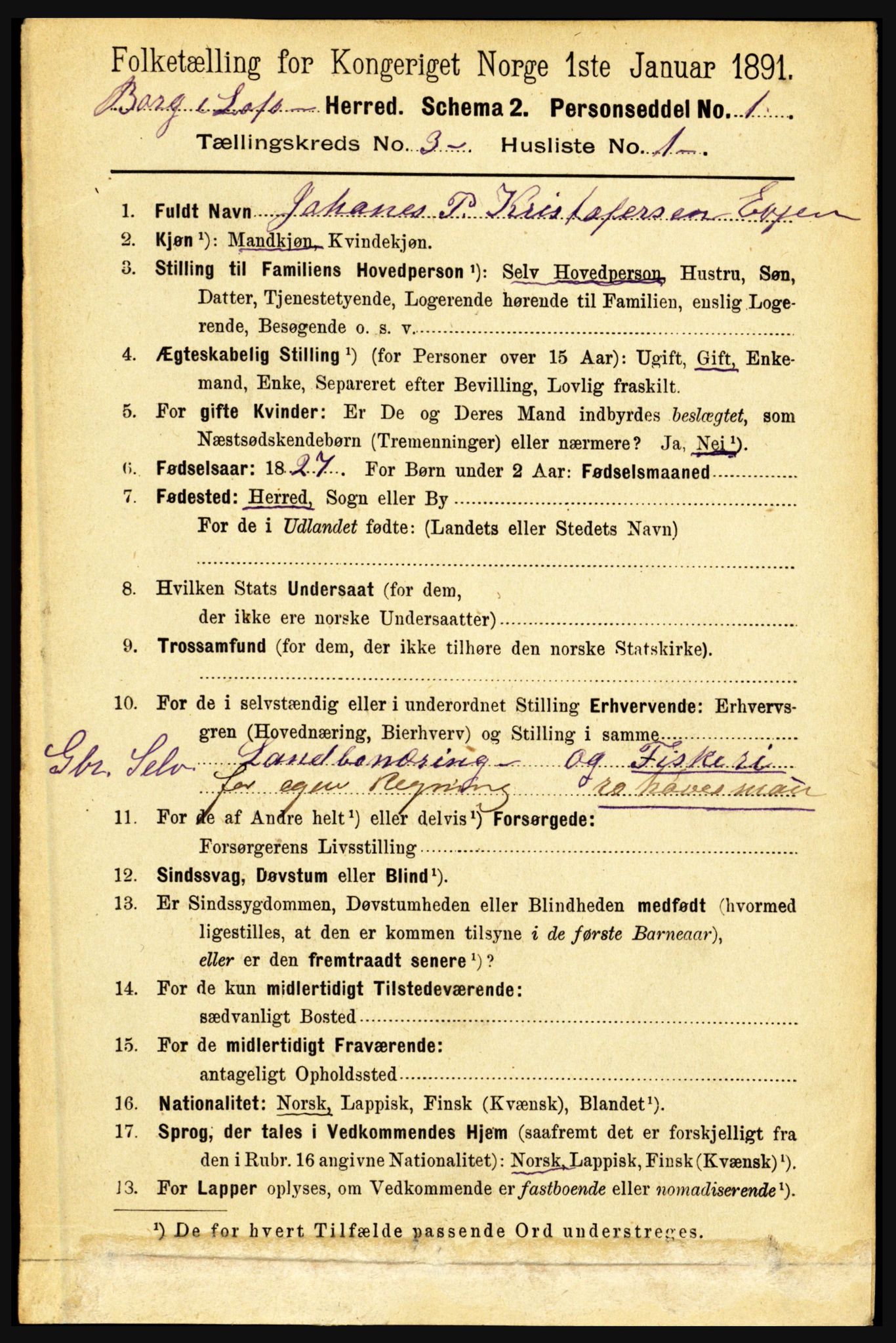 RA, 1891 census for 1862 Borge, 1891, p. 1548