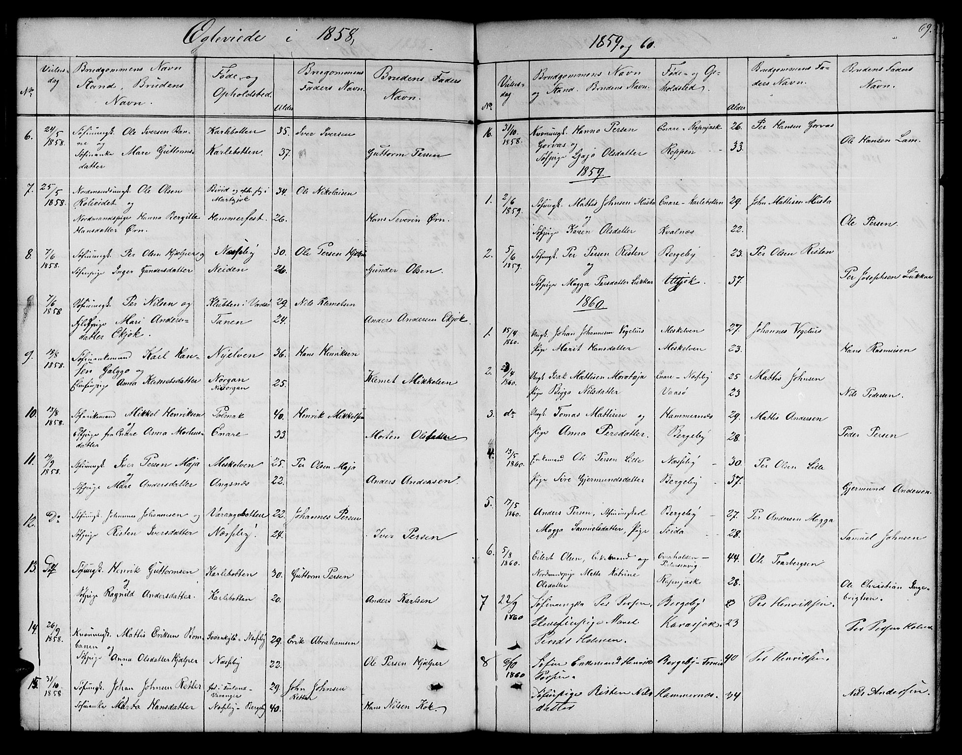 Nesseby sokneprestkontor, SATØ/S-1330/H/Hb/L0001klokker: Parish register (copy) no. 1, 1844-1861, p. 69