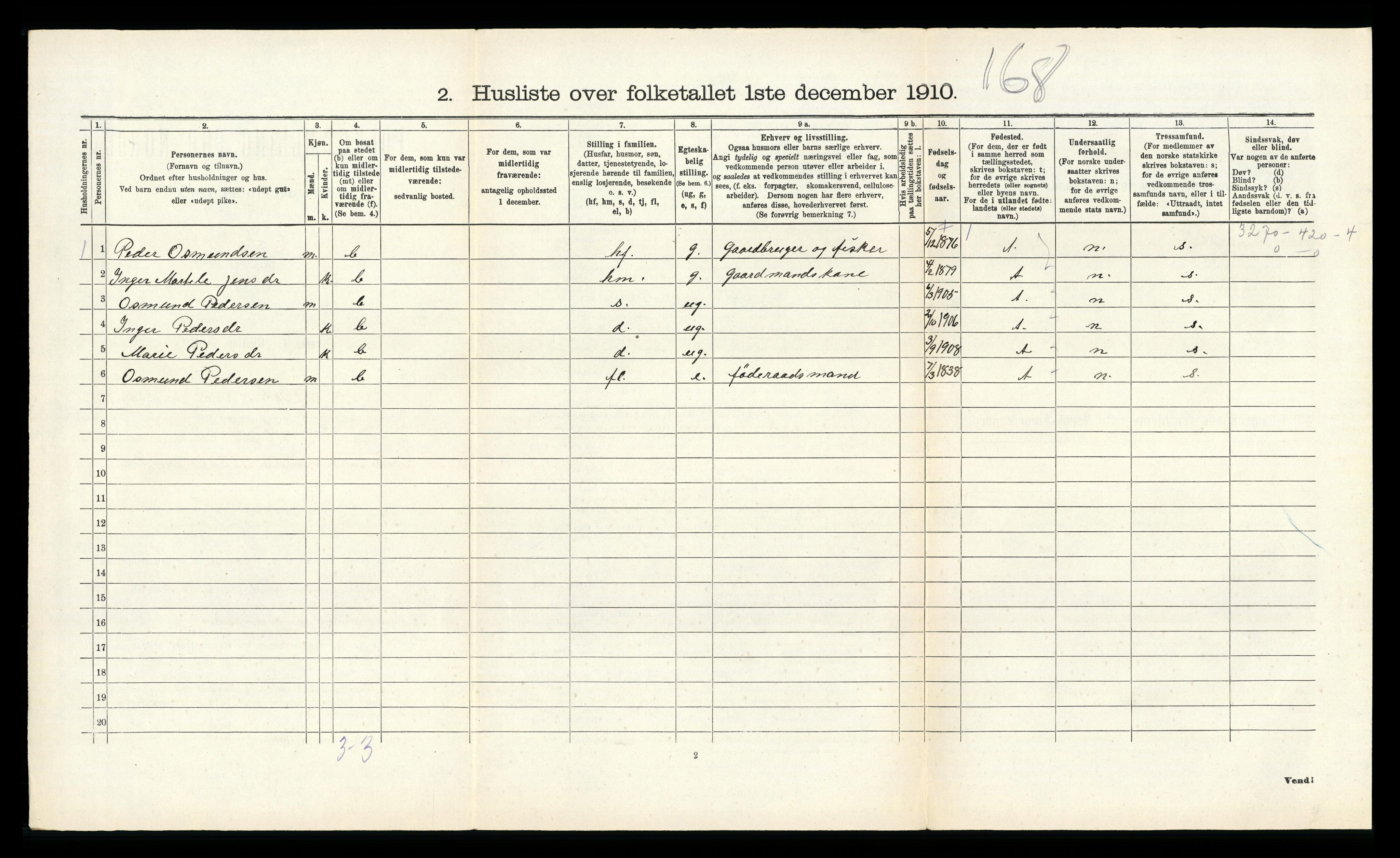 RA, 1910 census for Bokn, 1910, p. 95