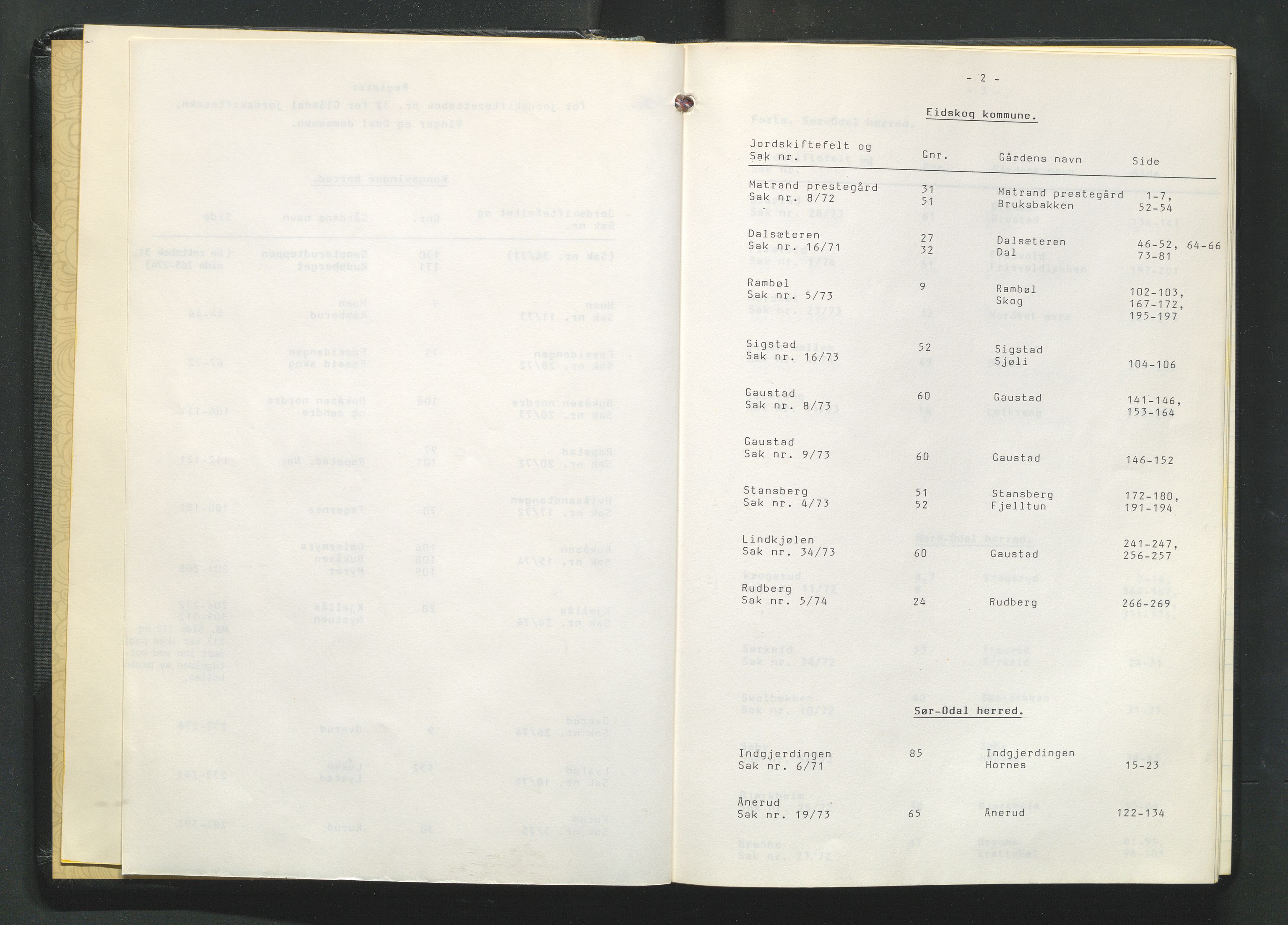 Glåmdal jordskifterett, SAH/JORDSKIFTEH-003/G/Ga/L0017/0001: Rettsbøker / Rettsbok - nr. 32, 1973-1978