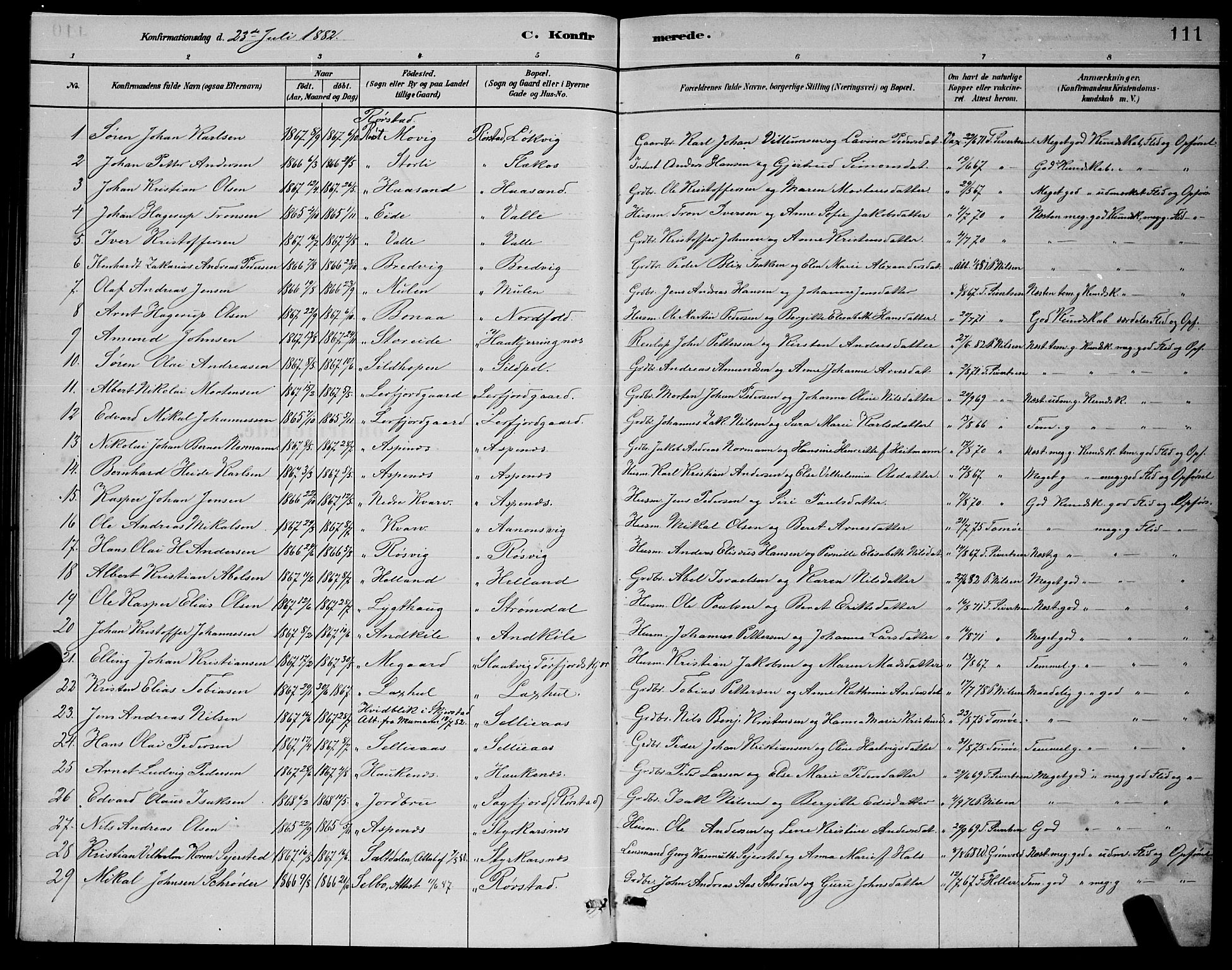 Ministerialprotokoller, klokkerbøker og fødselsregistre - Nordland, AV/SAT-A-1459/853/L0772: Parish register (official) no. 853A11, 1881-1900, p. 111