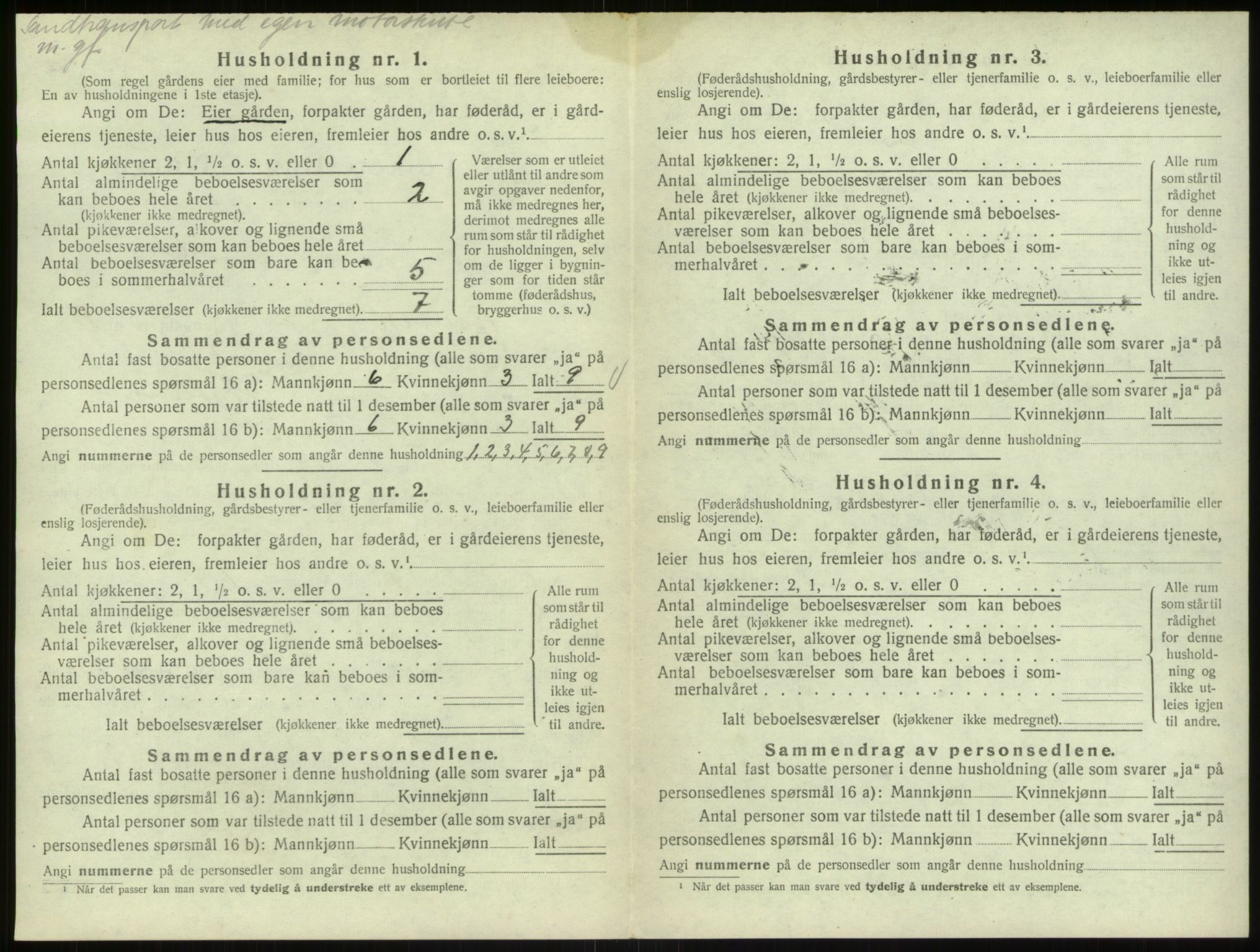 SAB, 1920 census for Bruvik, 1920, p. 951