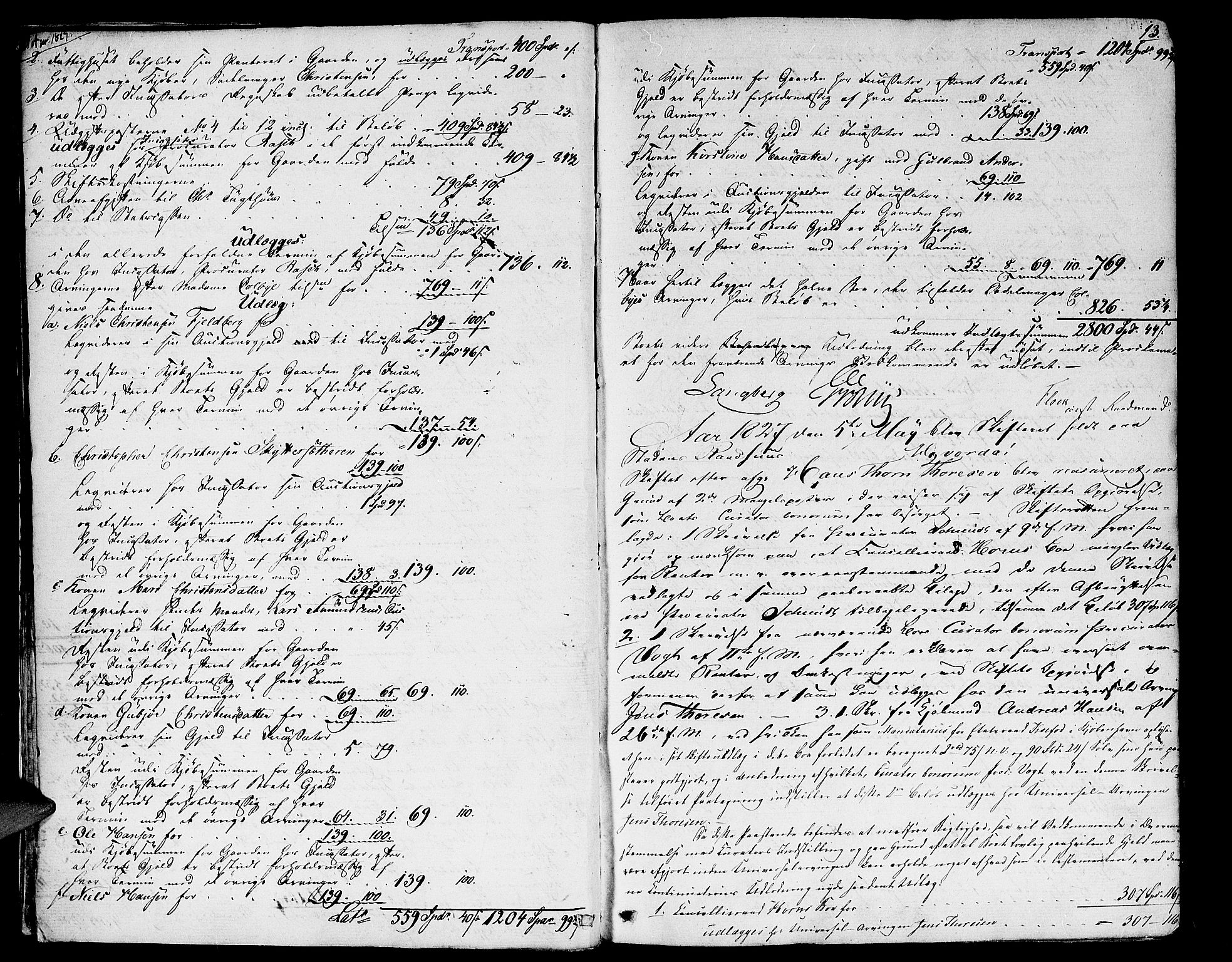 Oslo skifterett, AV/SAO-A-10383/H/Hd/Hda/L0001a: Skifteutlodningsprotokoll, 1827-1839, p. 12b-13a