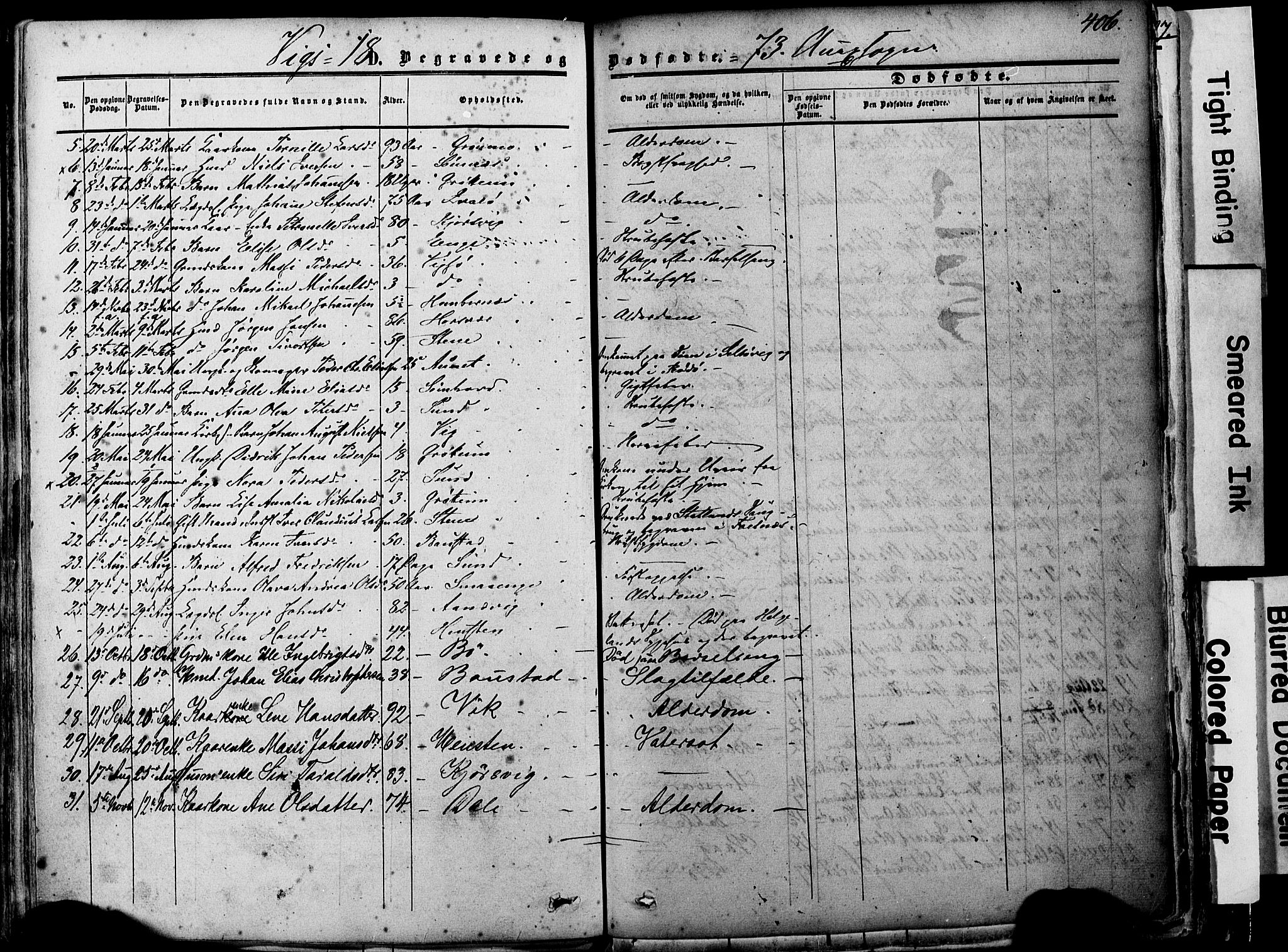 Ministerialprotokoller, klokkerbøker og fødselsregistre - Nordland, AV/SAT-A-1459/812/L0176: Parish register (official) no. 812A05, 1834-1874, p. 406