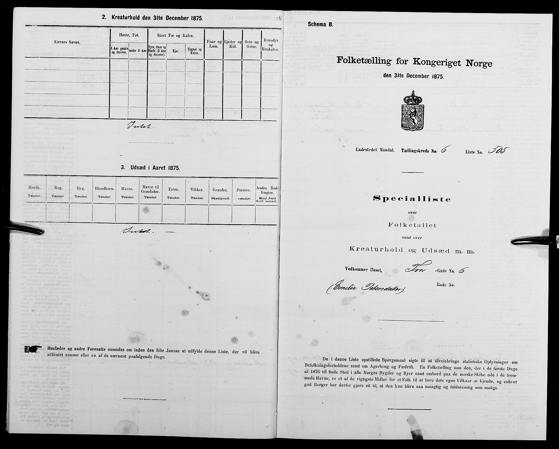 SAK, 1875 census for 1002B Mandal/Mandal, 1875, p. 1061