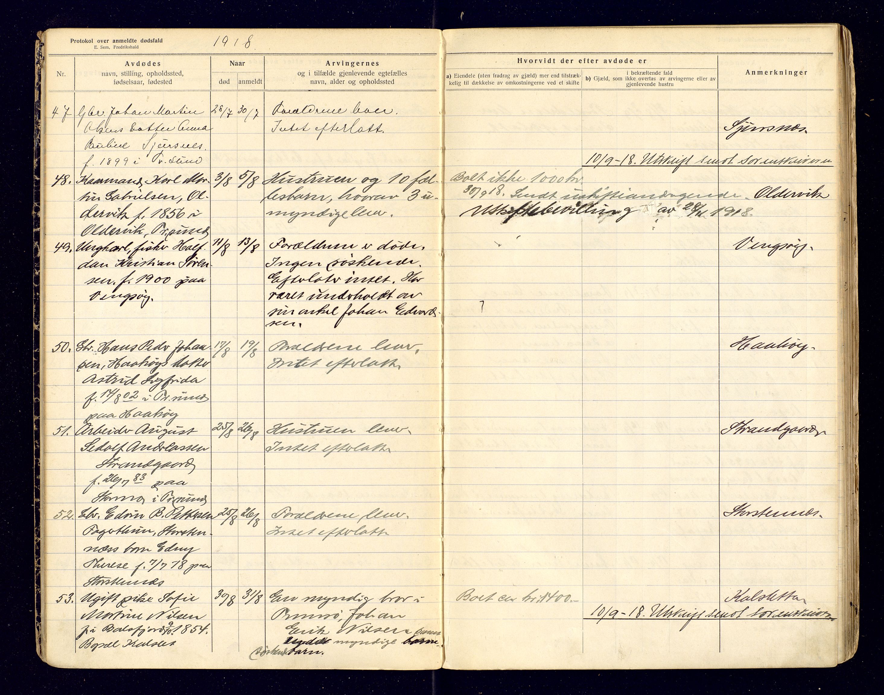 Tromsøysund lensmannskontor, AV/SATØ-SATØ-12/F/Fh/Fha/L0573: Dødsfallsprotokoller, 1918-1927