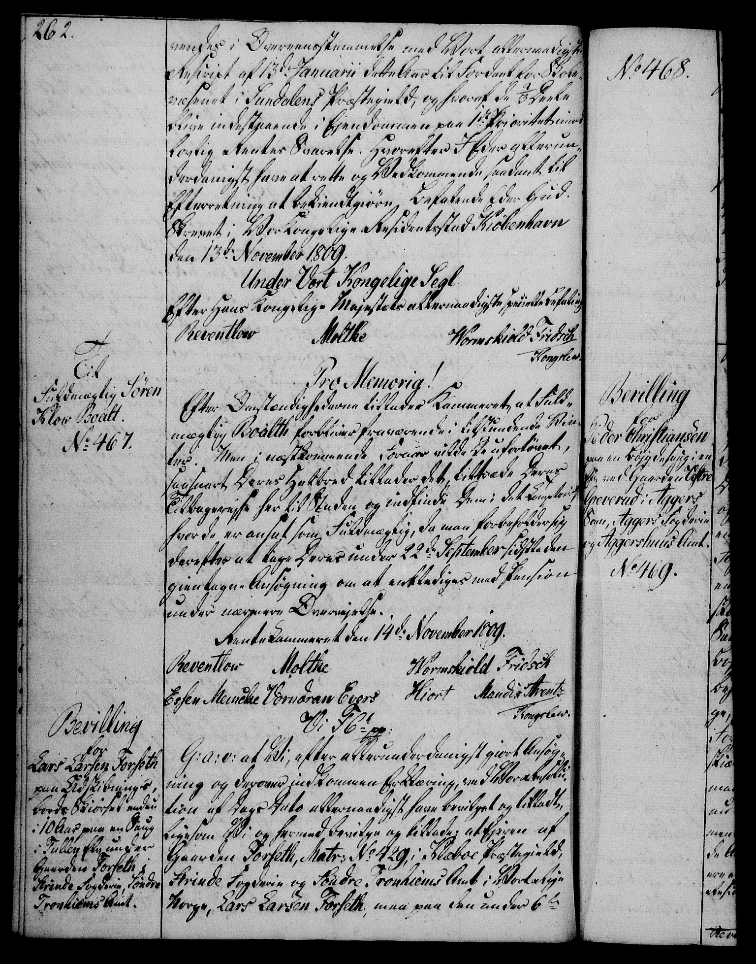 Rentekammeret, Kammerkanselliet, RA/EA-3111/G/Gg/Gga/L0019: Norsk ekspedisjonsprotokoll med register (merket RK 53.19), 1807-1810, p. 262