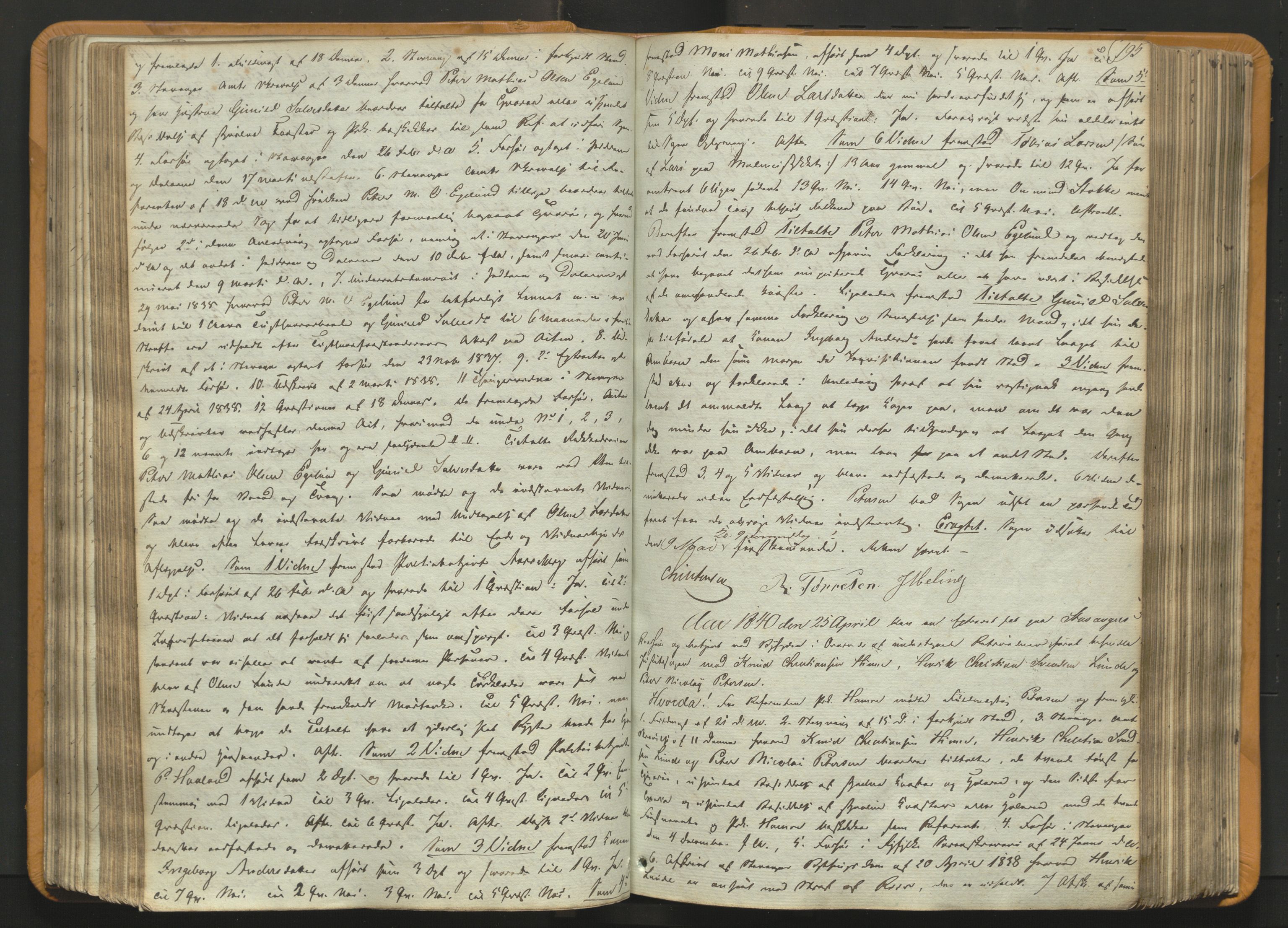 Stavanger byfogd, AV/SAST-A-101408/001/3/30/30BA/L0054: Bytingprotkoll, 1838-1843, p. 194b-195a