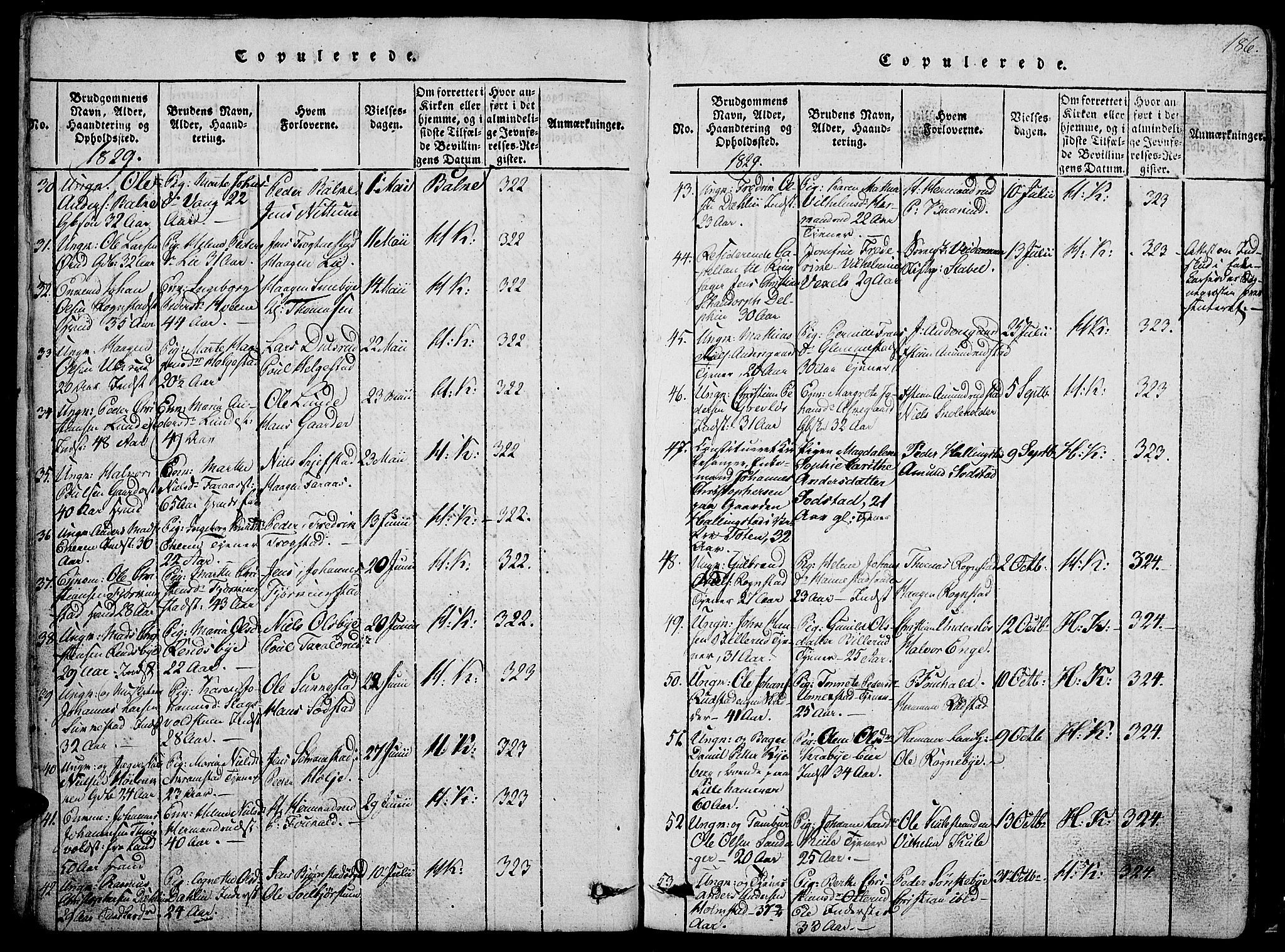 Østre Toten prestekontor, SAH/PREST-104/H/Ha/Hab/L0001: Parish register (copy) no. 1, 1827-1839, p. 186