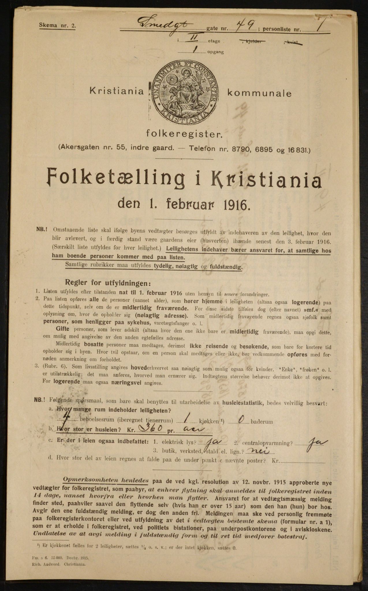 OBA, Municipal Census 1916 for Kristiania, 1916, p. 100145