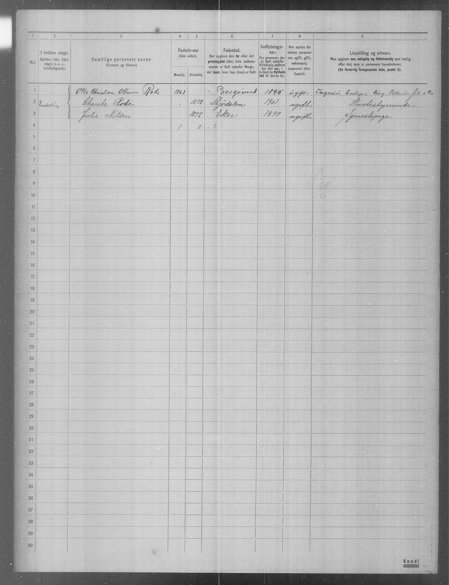 OBA, Municipal Census 1904 for Kristiania, 1904, p. 1680