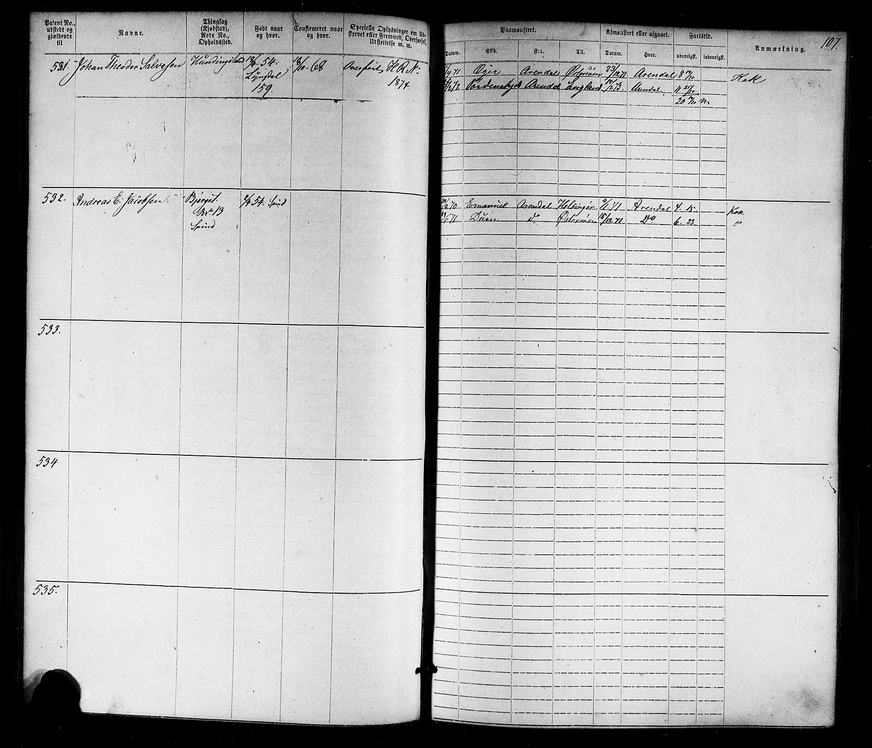 Farsund mønstringskrets, SAK/2031-0017/F/Fa/L0005: Annotasjonsrulle nr 1-1910 med register, Z-2, 1869-1877, p. 133