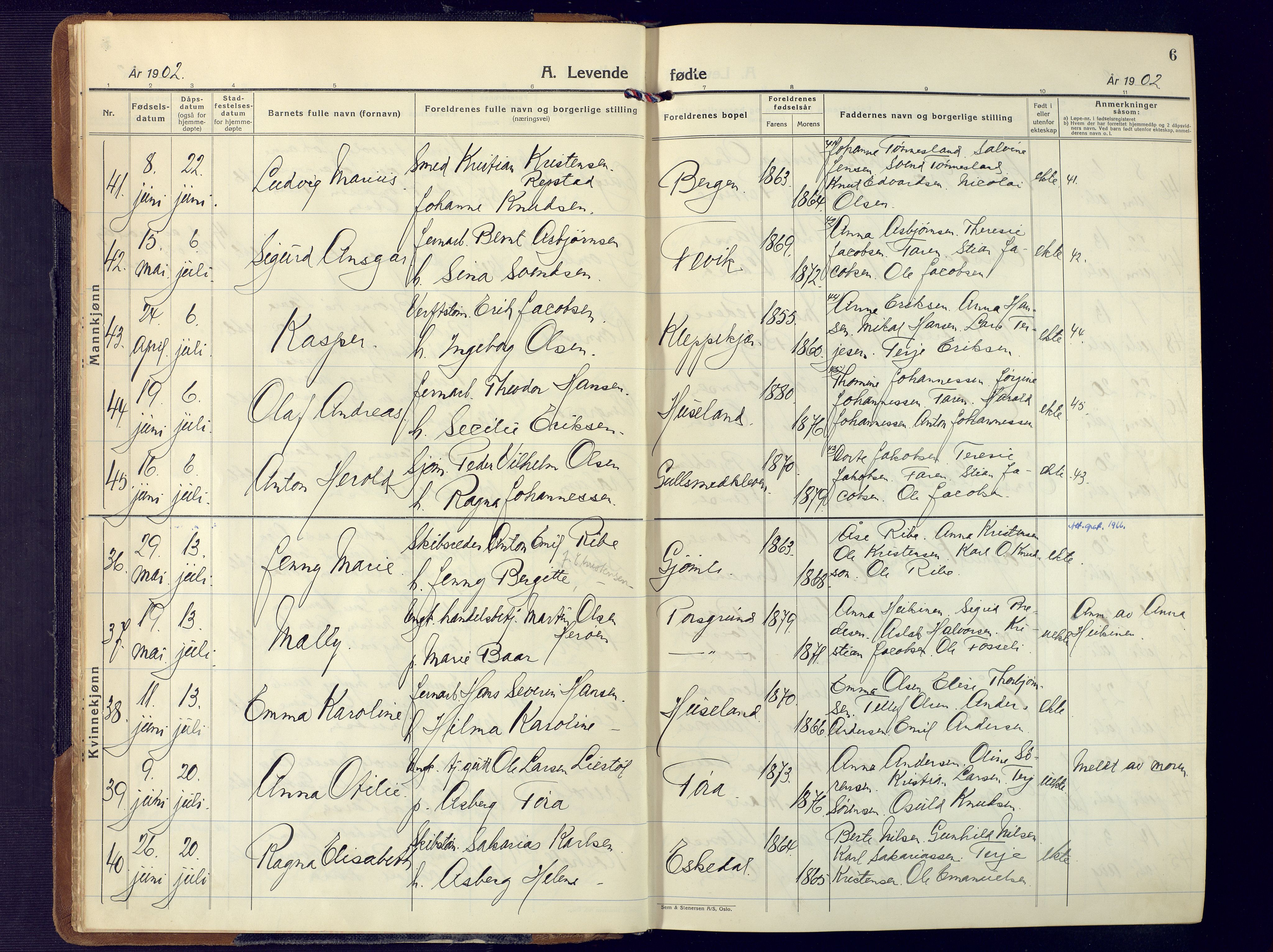 Fjære sokneprestkontor, AV/SAK-1111-0011/F/Fa/L0004: Parish register (official) no. A 4, 1902-1925, p. 6